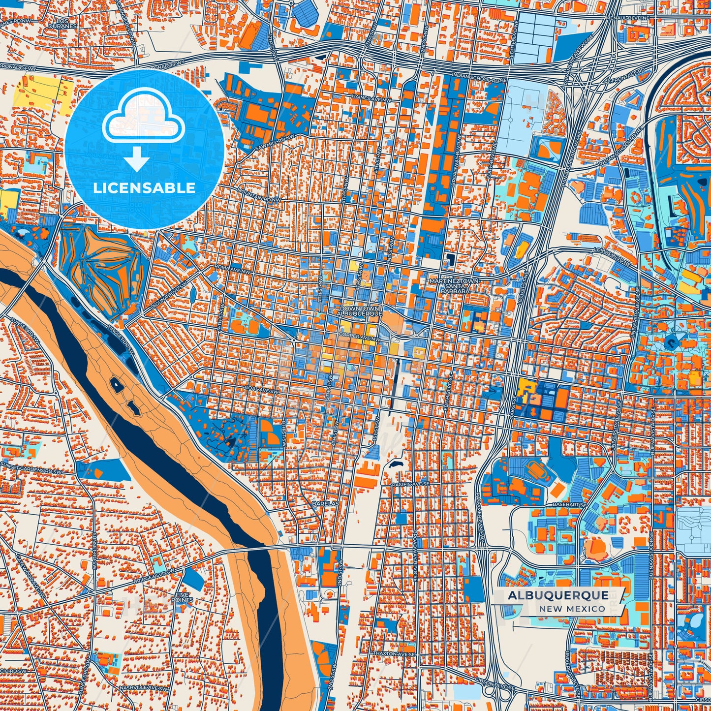 Canvas Print Template of Albuquerque Street Map