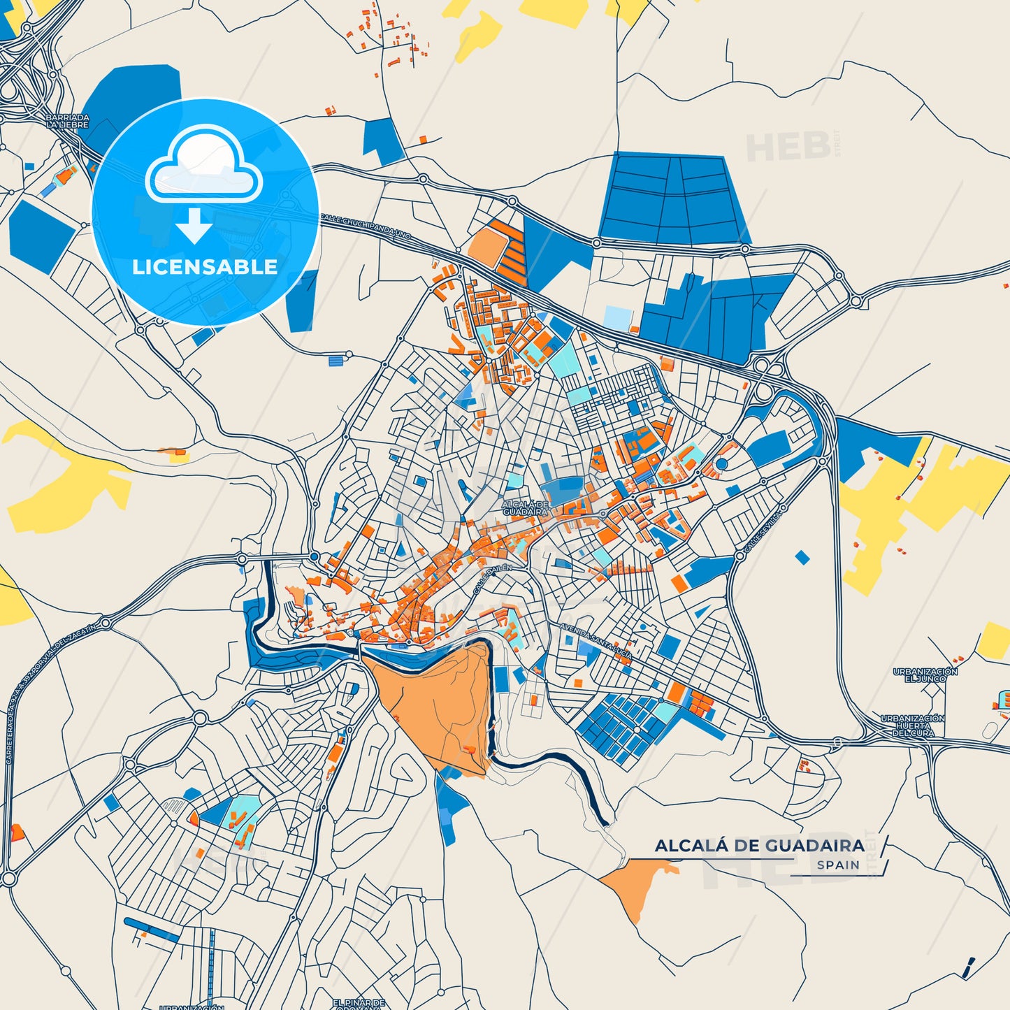 Canvas Print Template of Alcalá de Guadaira Street Map