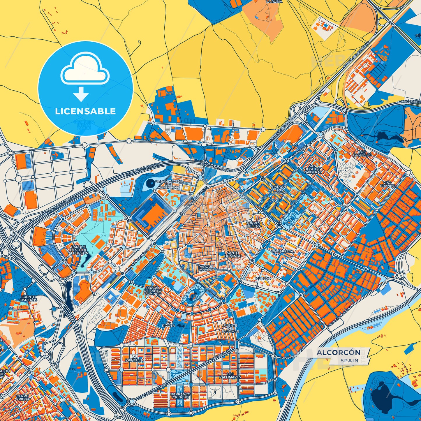 Canvas Print Template of Alcorcón Street Map