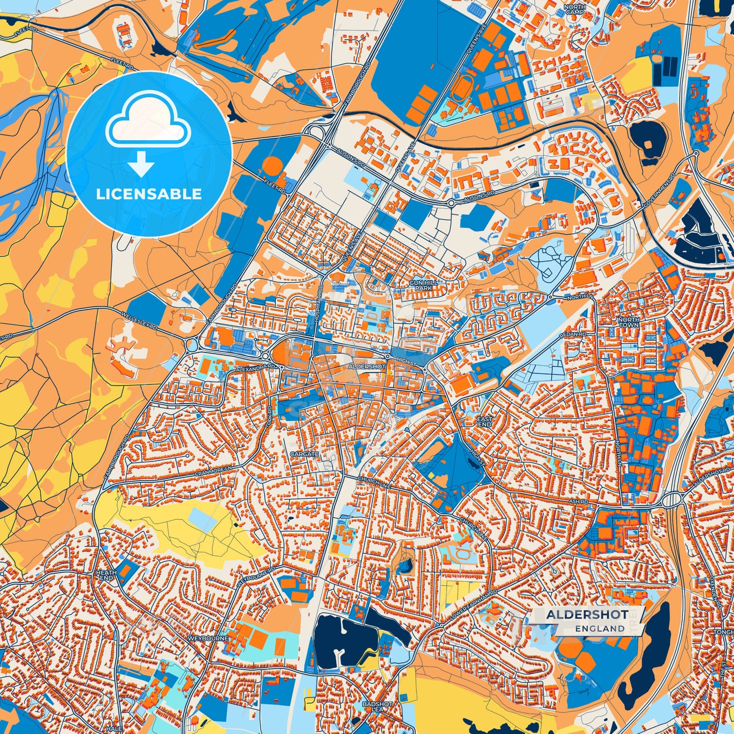 Canvas Print Template of Aldershot Street Map