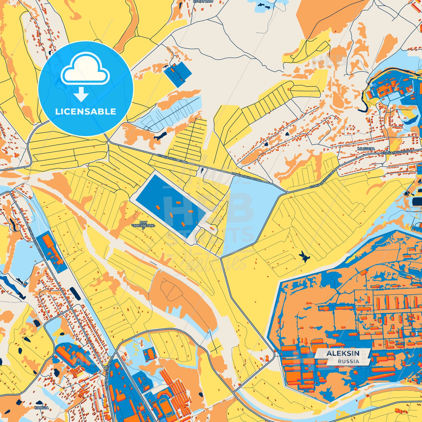 Canvas Print Template of Aleksin Street Map