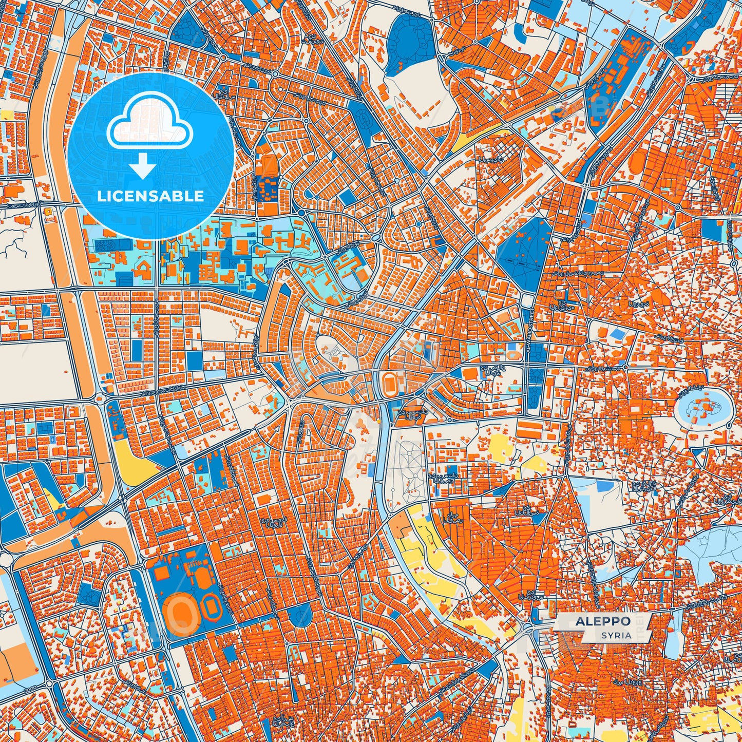 Canvas Print Template of Aleppo Street Map
