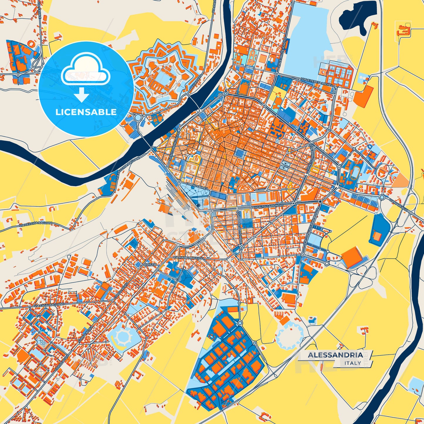 Canvas Print Template of Alessandria Street Map