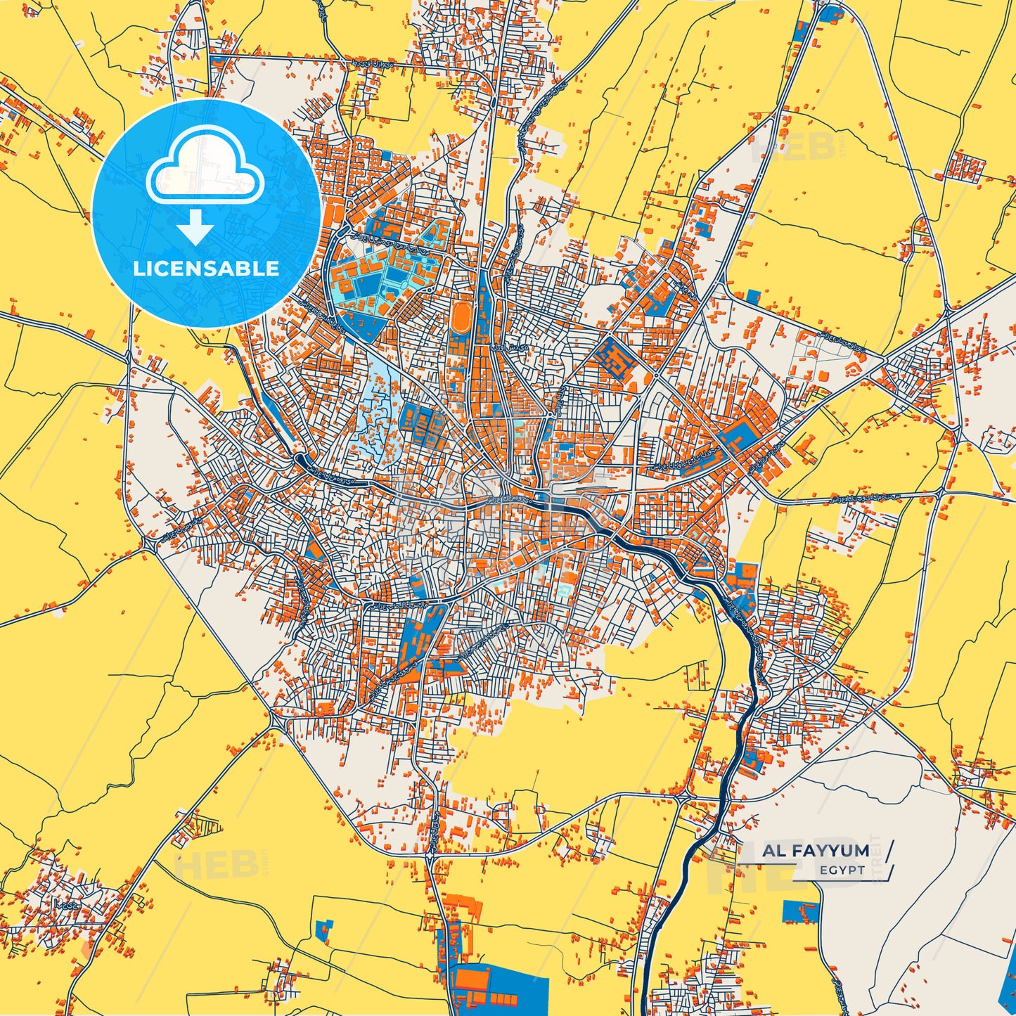 Canvas Print Template of Al Fayyum Street Map