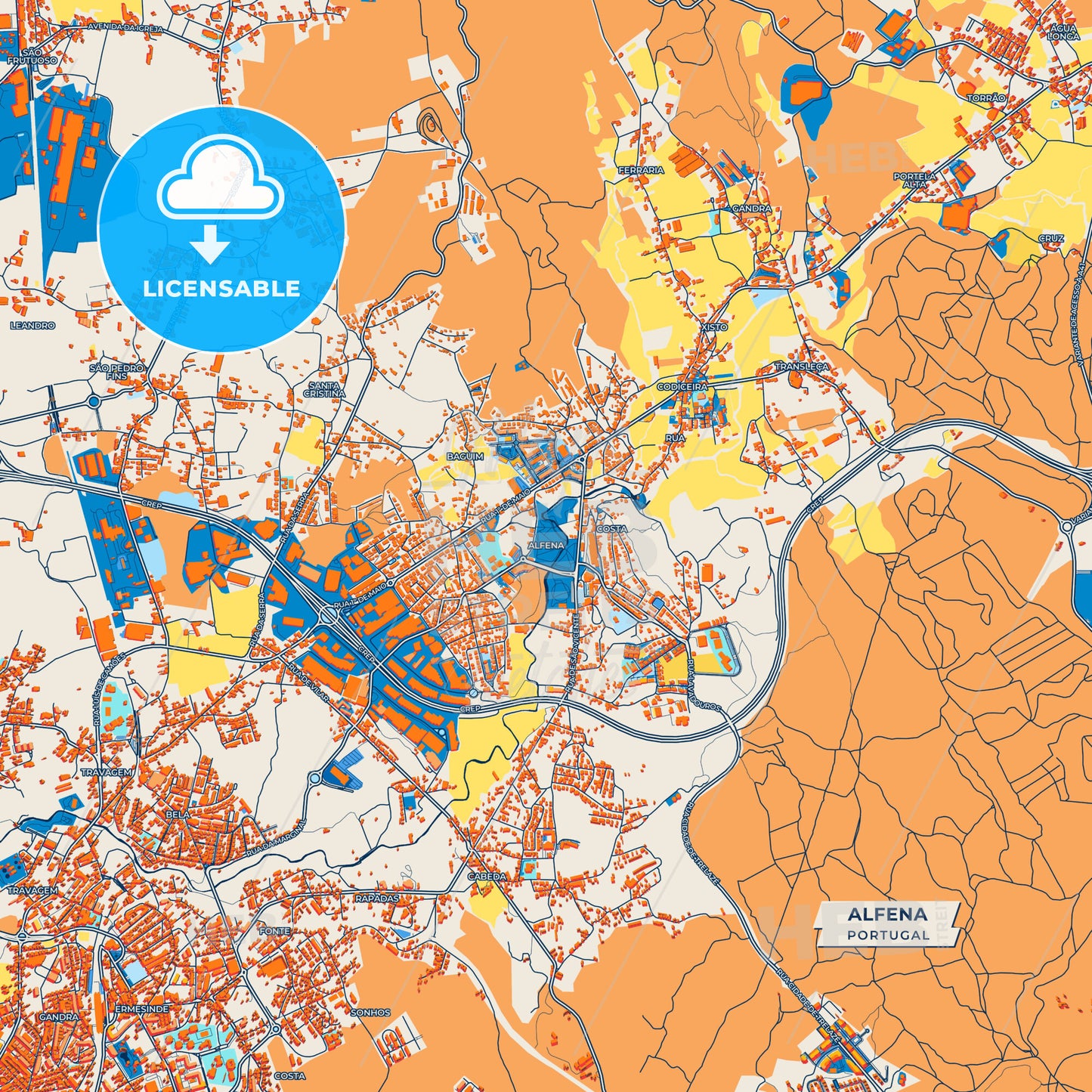 Canvas Print Template of Alfena Street Map