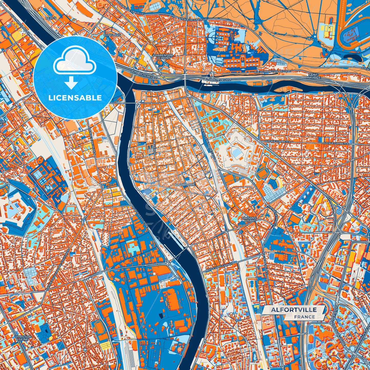 Canvas Print Template of Alfortville Street Map