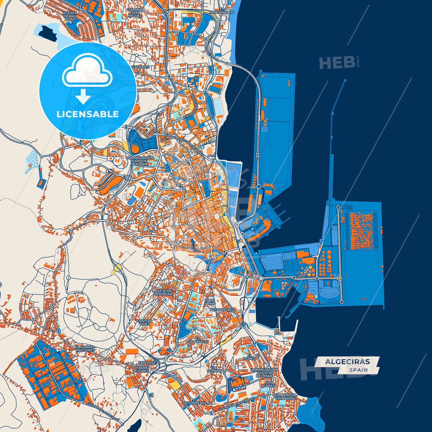 Canvas Print Template of Algeciras Street Map
