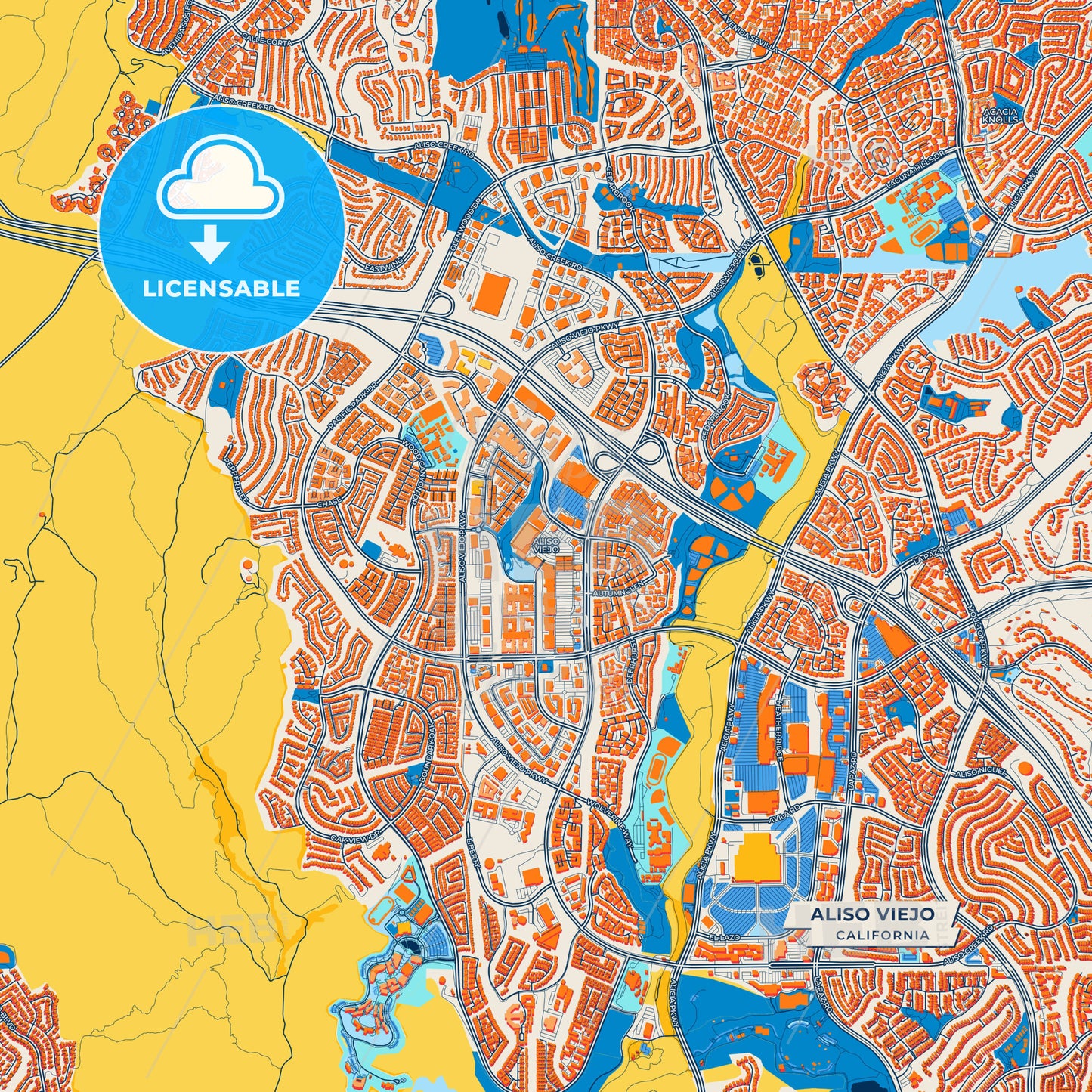Canvas Print Template of Aliso Viejo Street Map