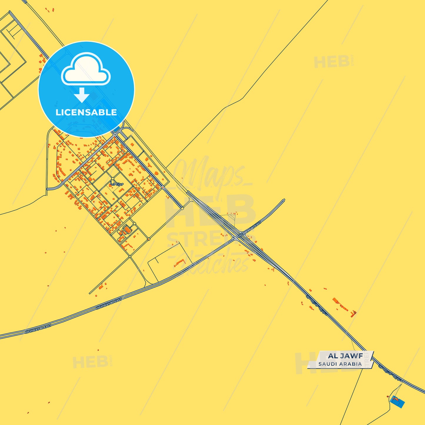 Canvas Print Template of Al Jawf Street Map