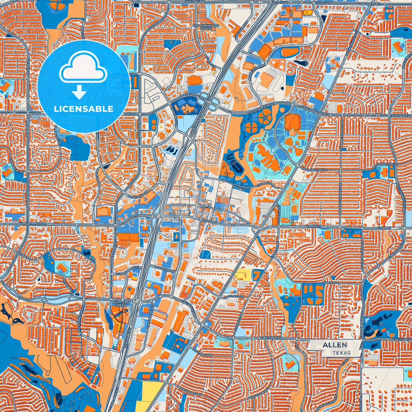 Canvas Print Template of Allen Street Map