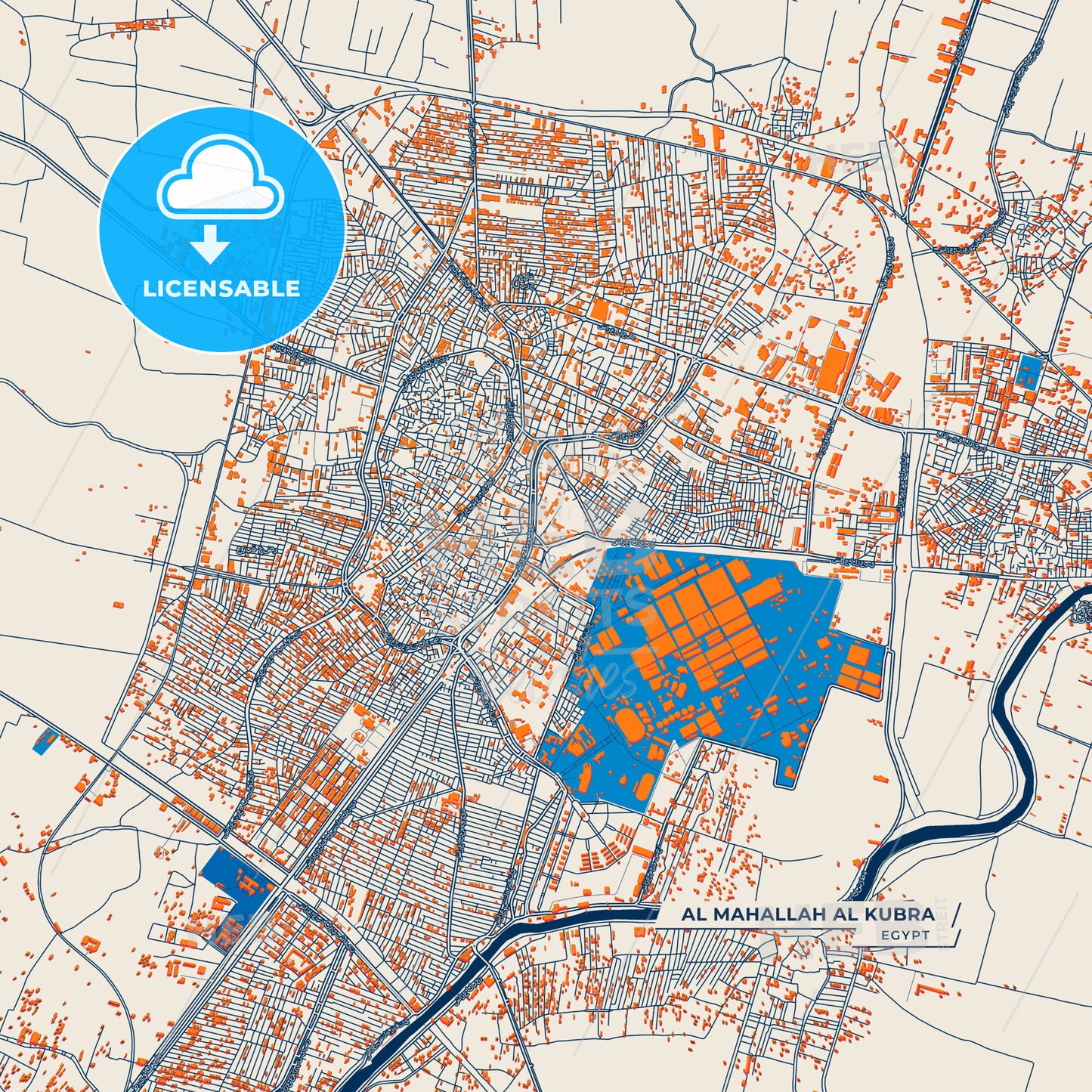 Canvas Print Template of Al Mahallah al Kubra Street Map