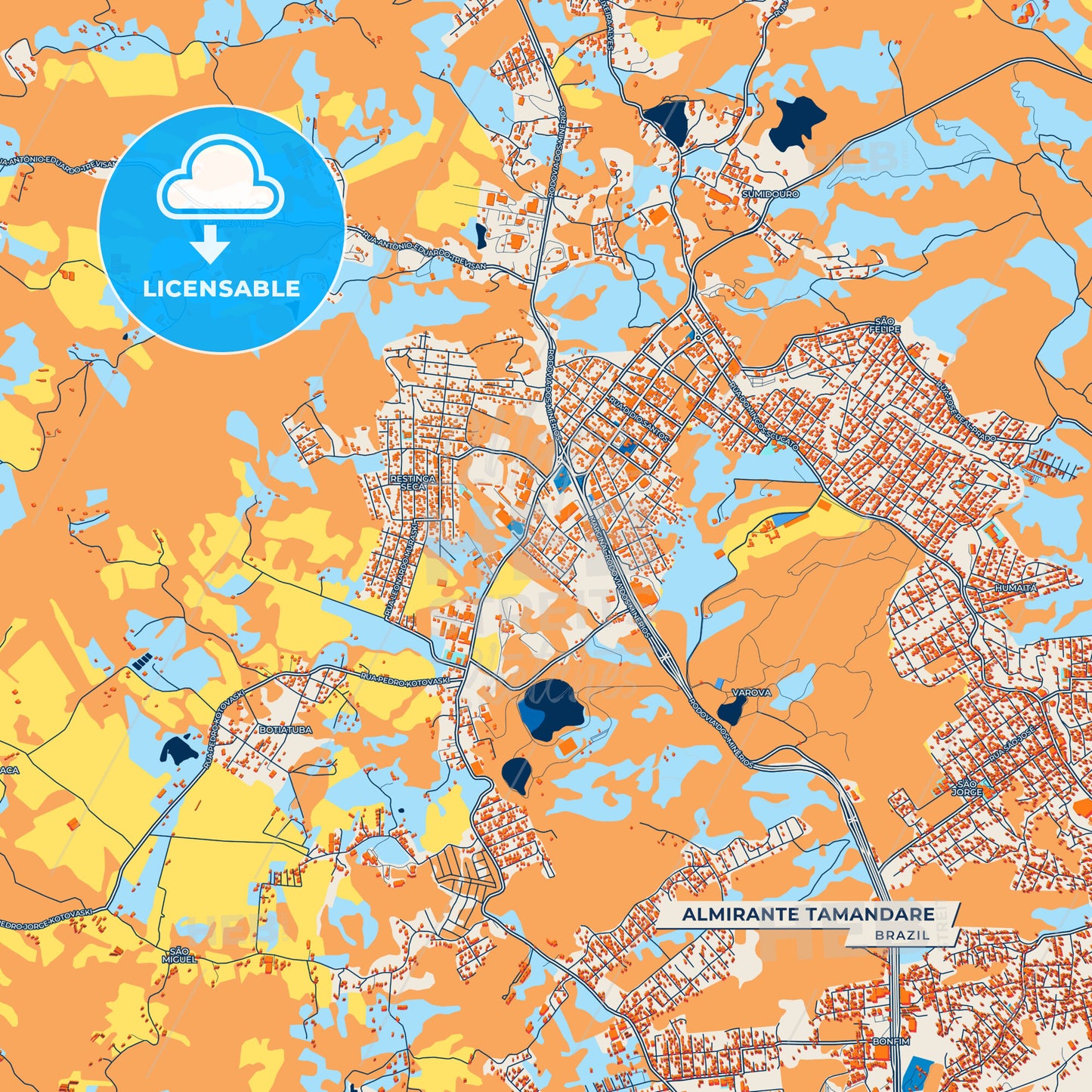 Canvas Print Template of Almirante Tamandare Street Map