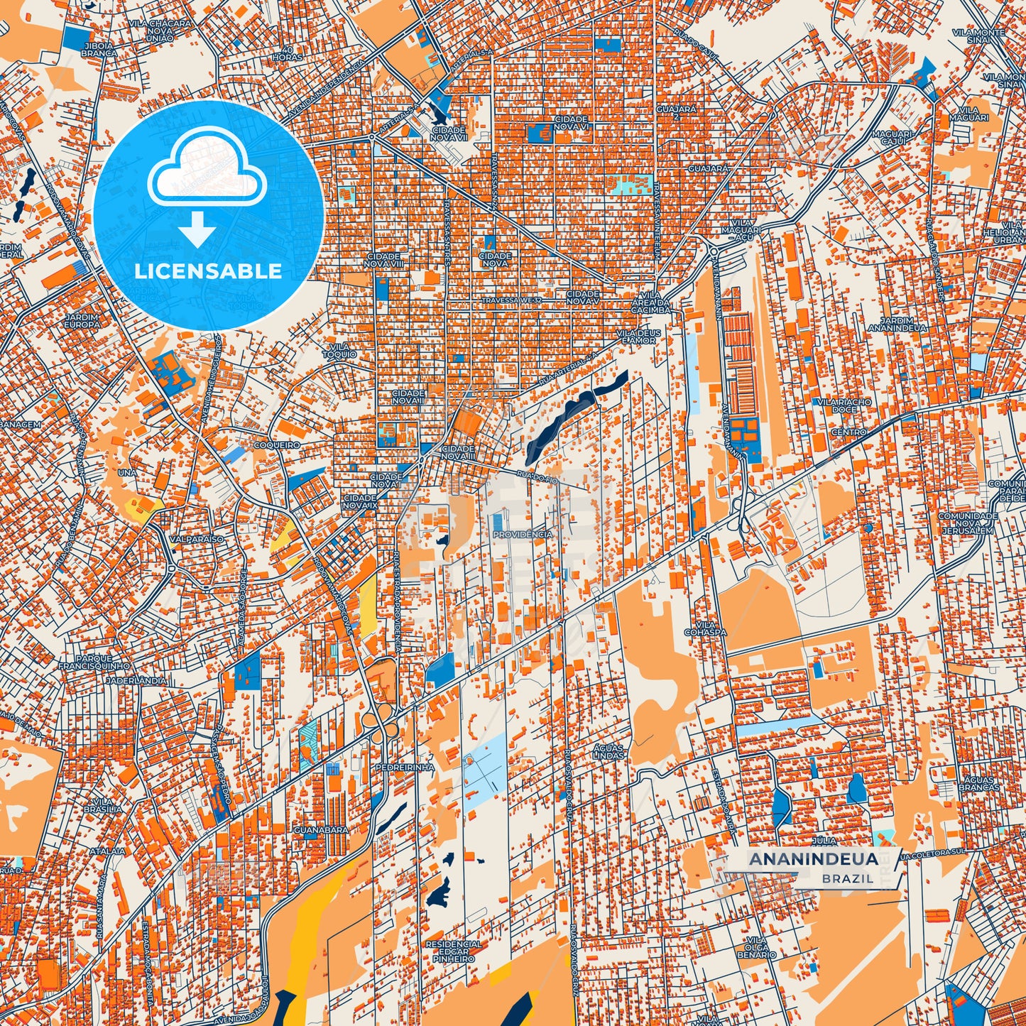 Canvas Print Template of Ananindeua Street Map