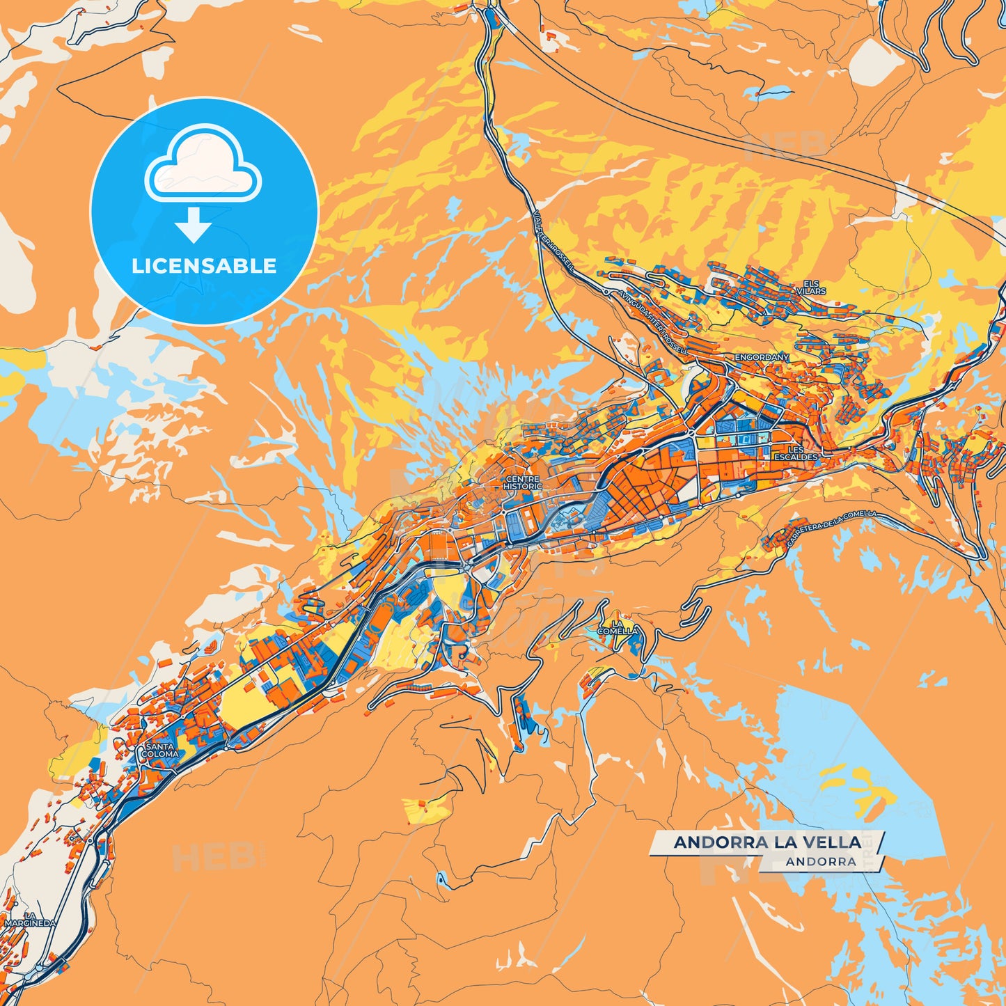 Canvas Print Template of Andorra la Vella Street Map
