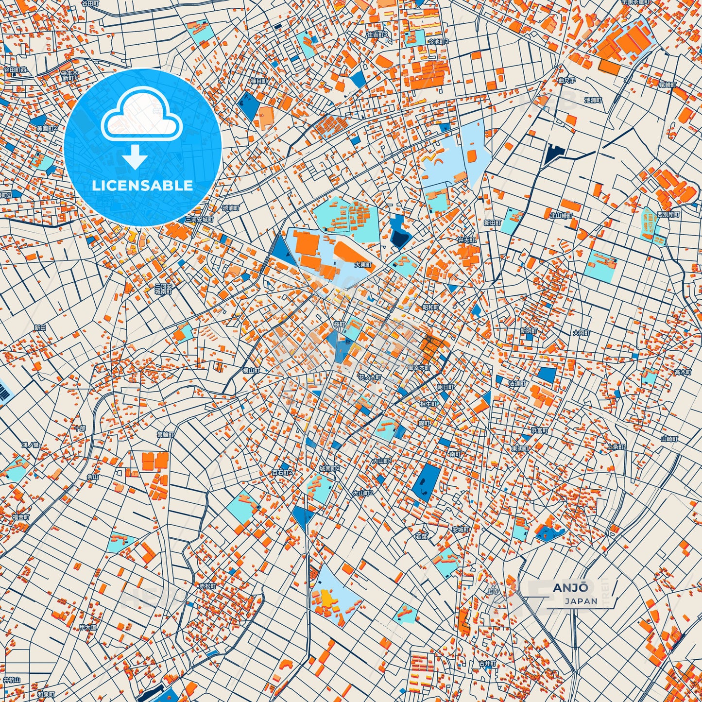 Canvas Print Template of Anjō Street Map