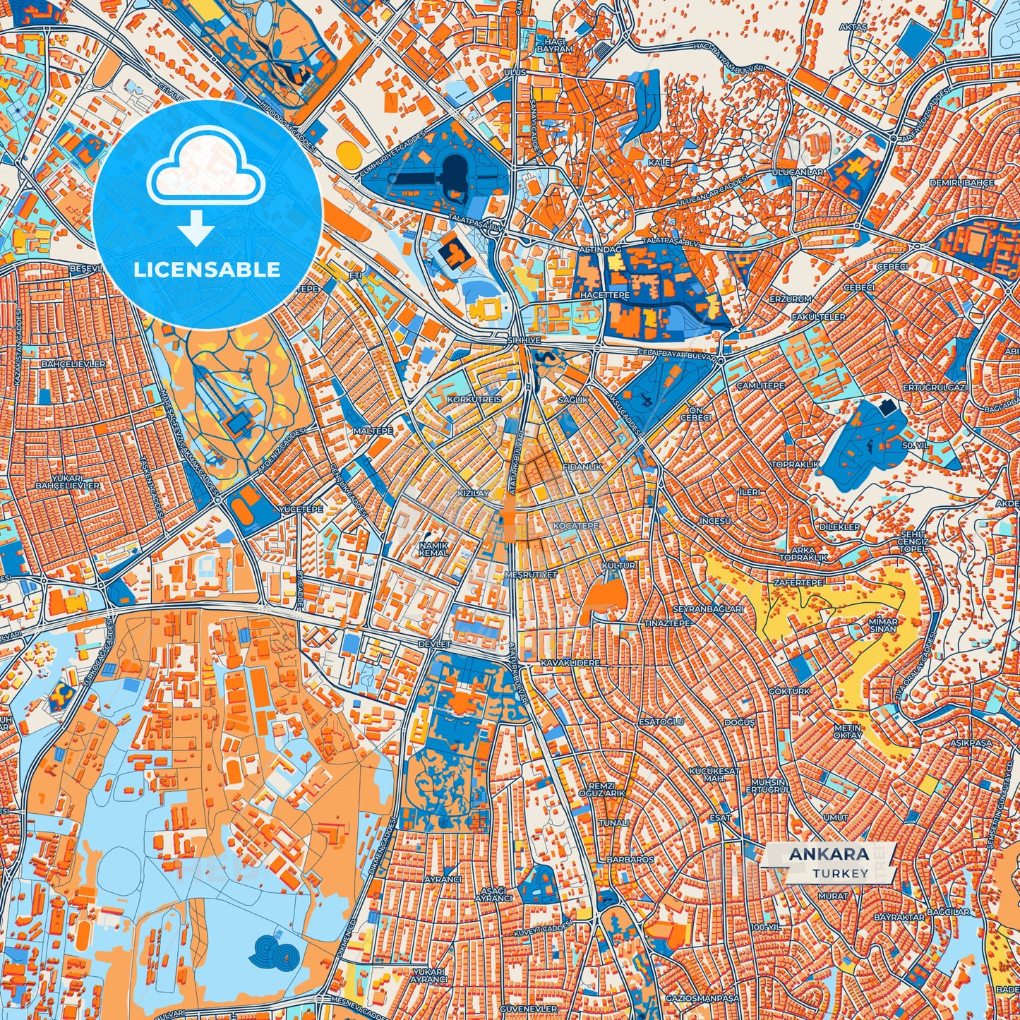 Canvas Print Template of Ankara Street Map