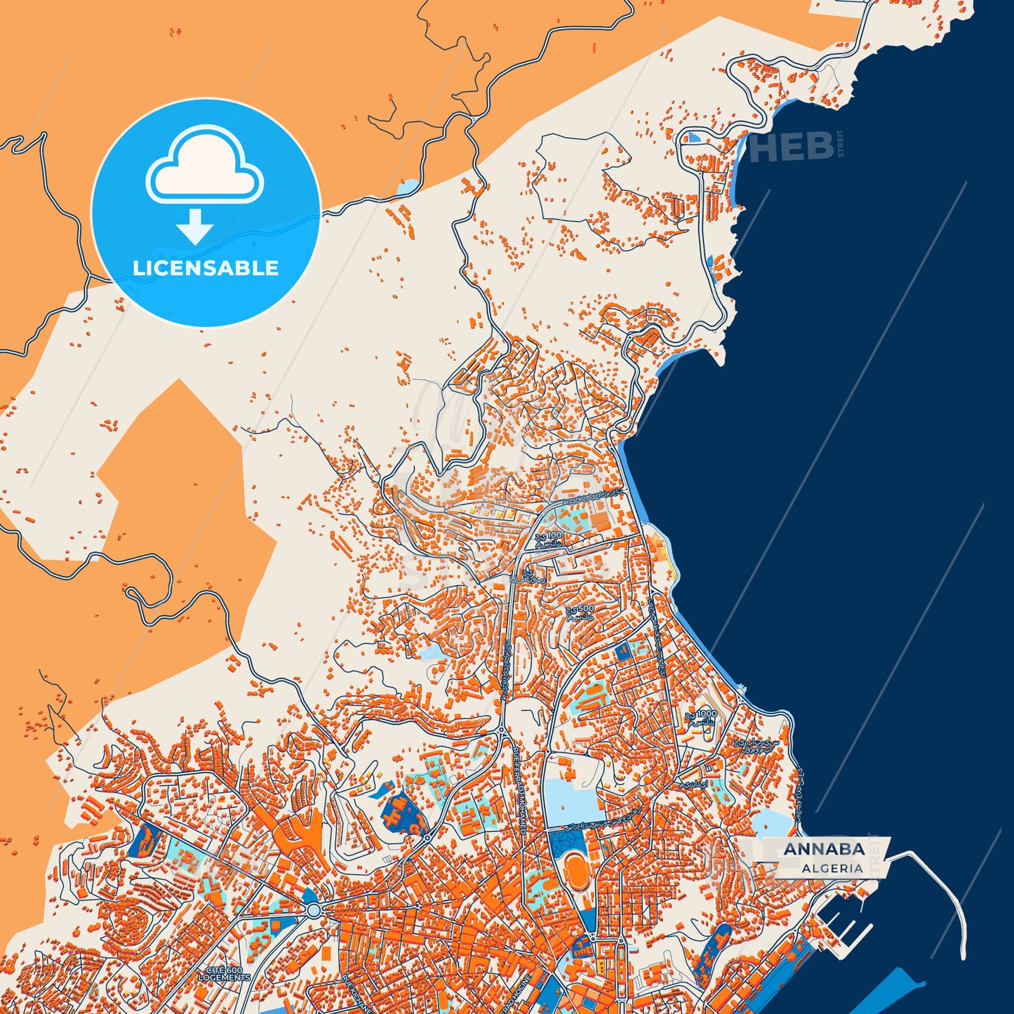Canvas Print Template of Annaba Street Map