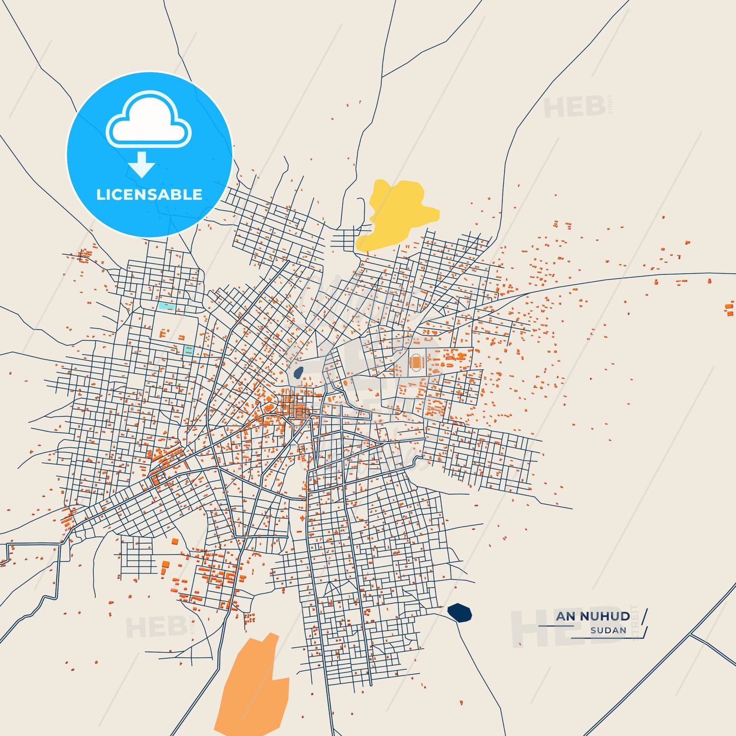 Canvas Print Template of An Nuhud Street Map