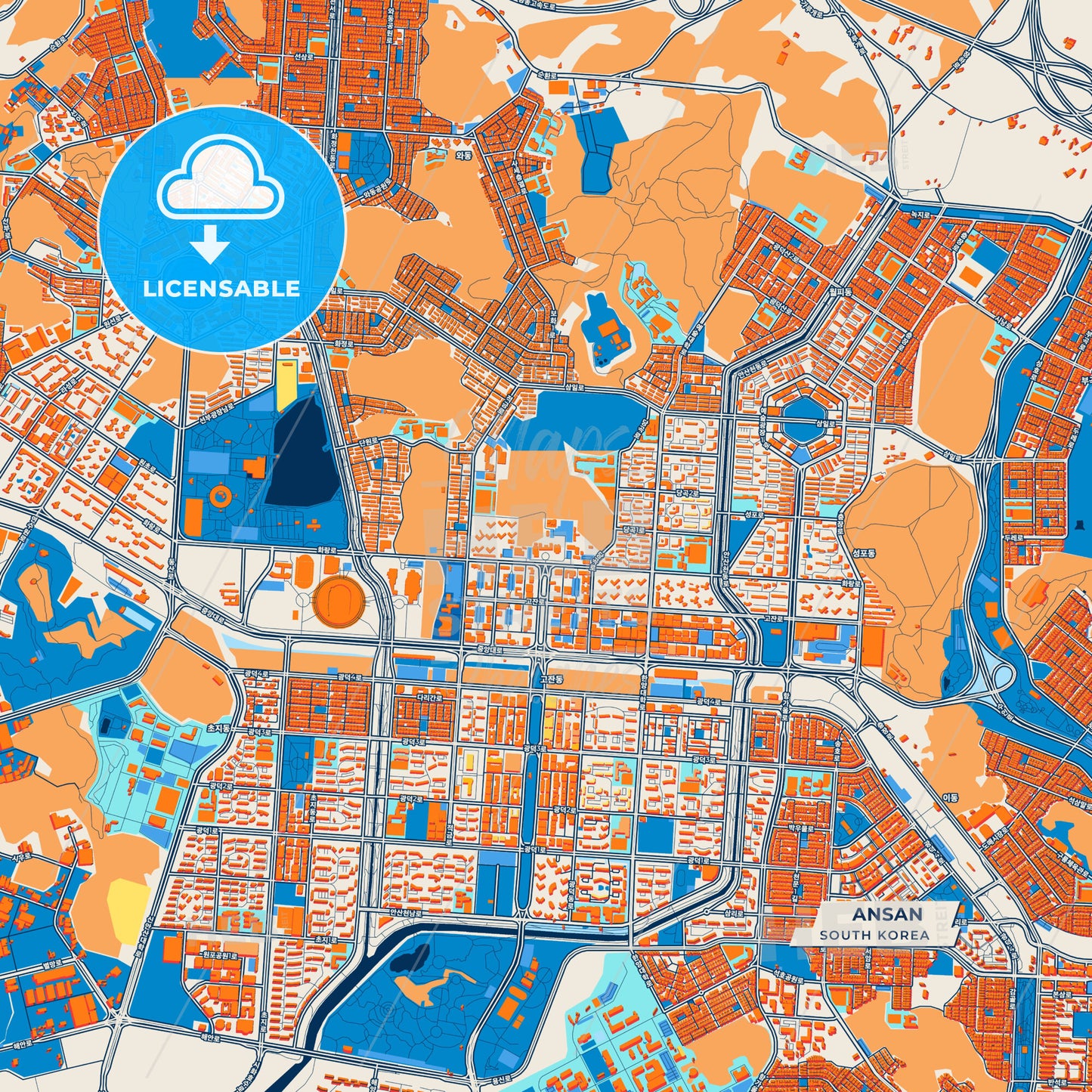 Canvas Print Template of Ansan Street Map