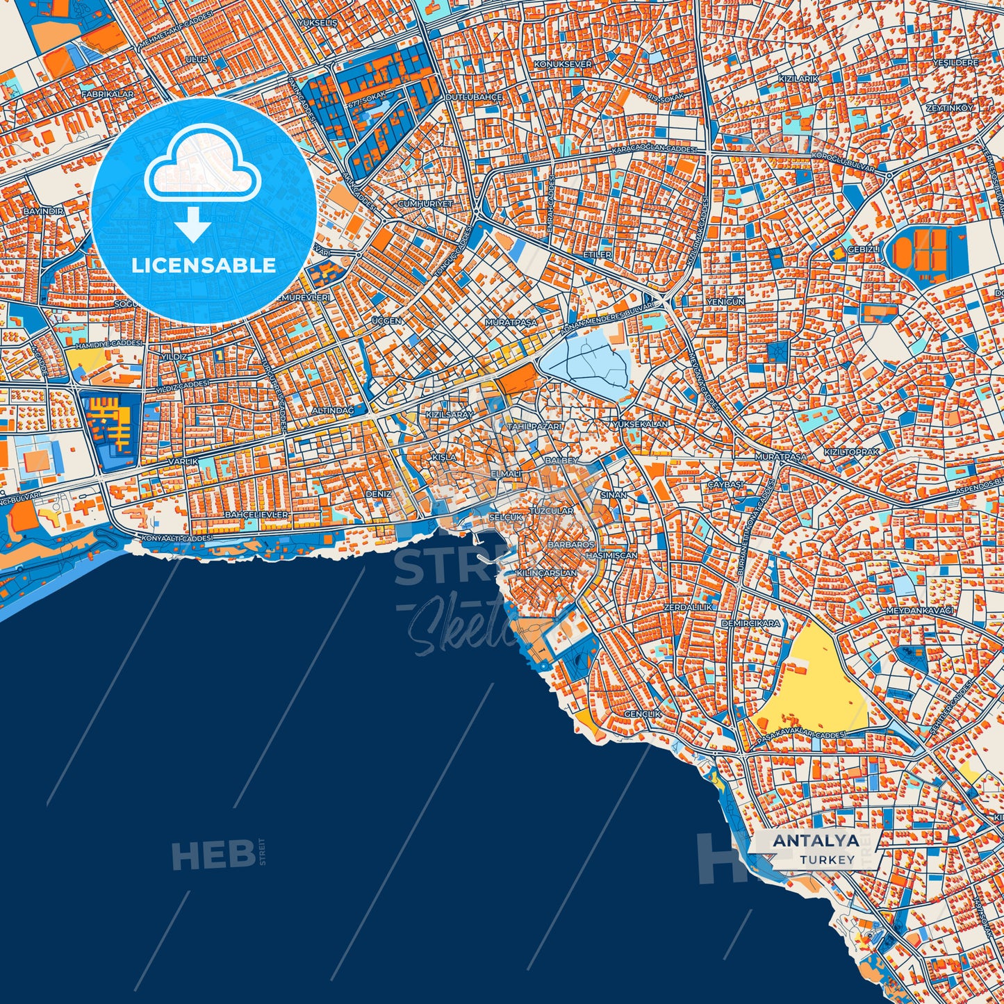 Canvas Print Template of Antalya Street Map