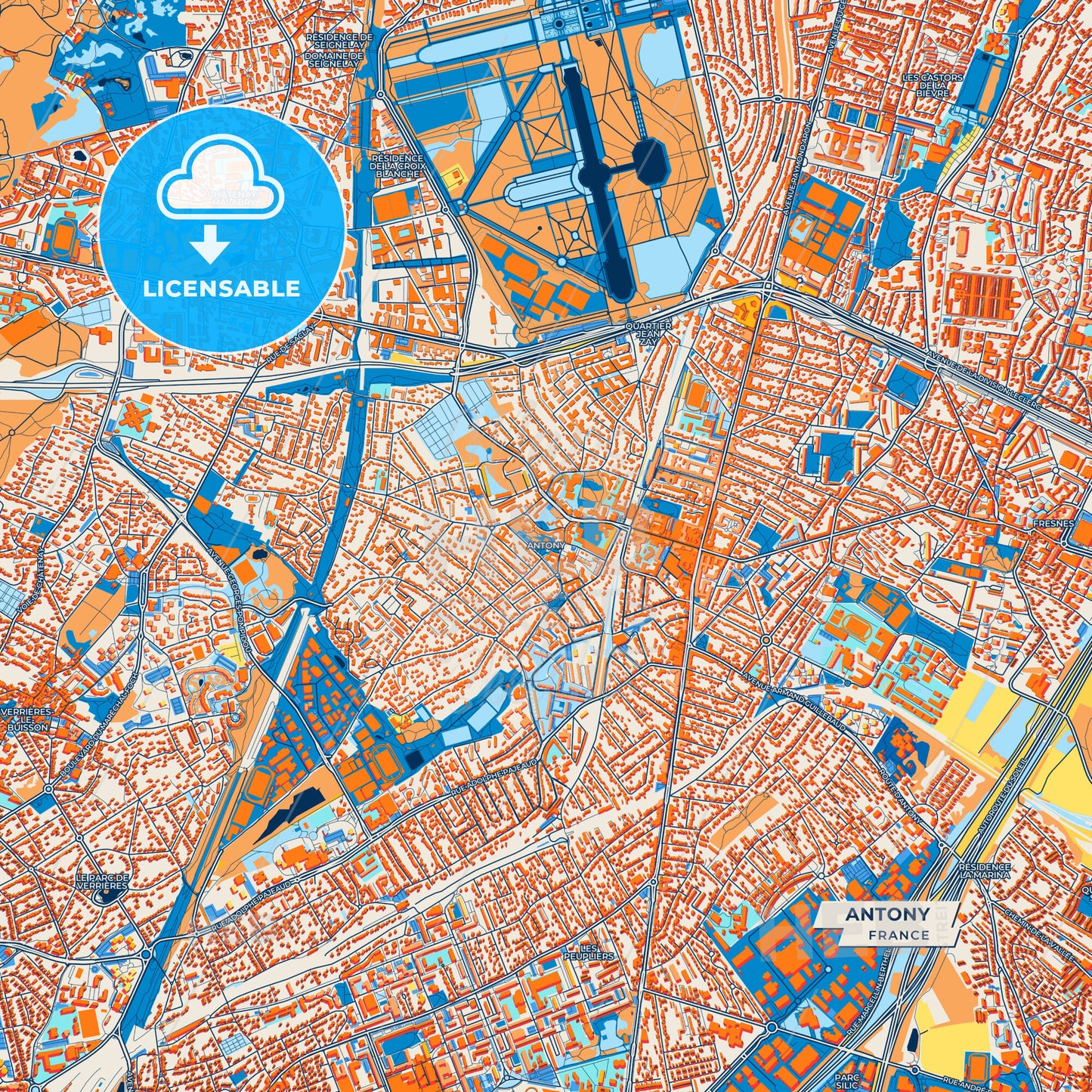 Canvas Print Template of Antony Street Map