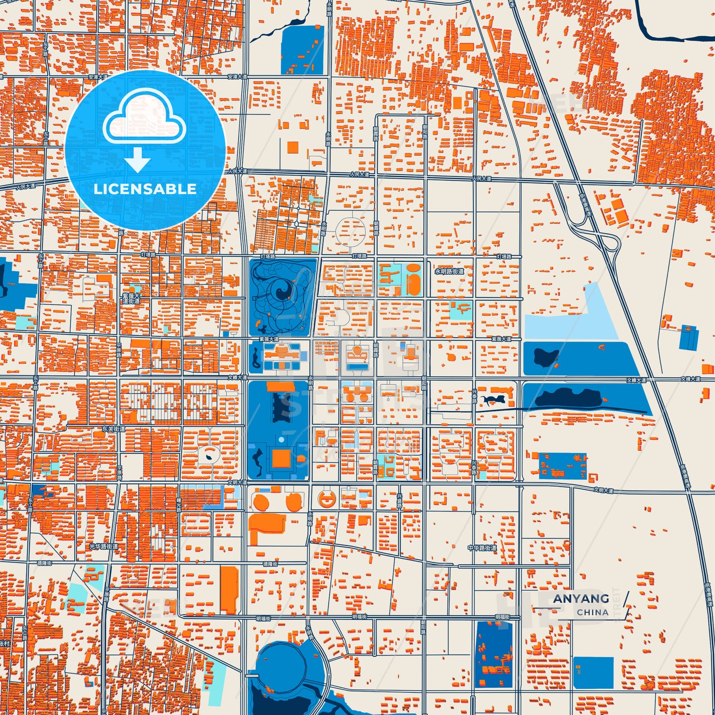 Canvas Print Template of Anyang Street Map