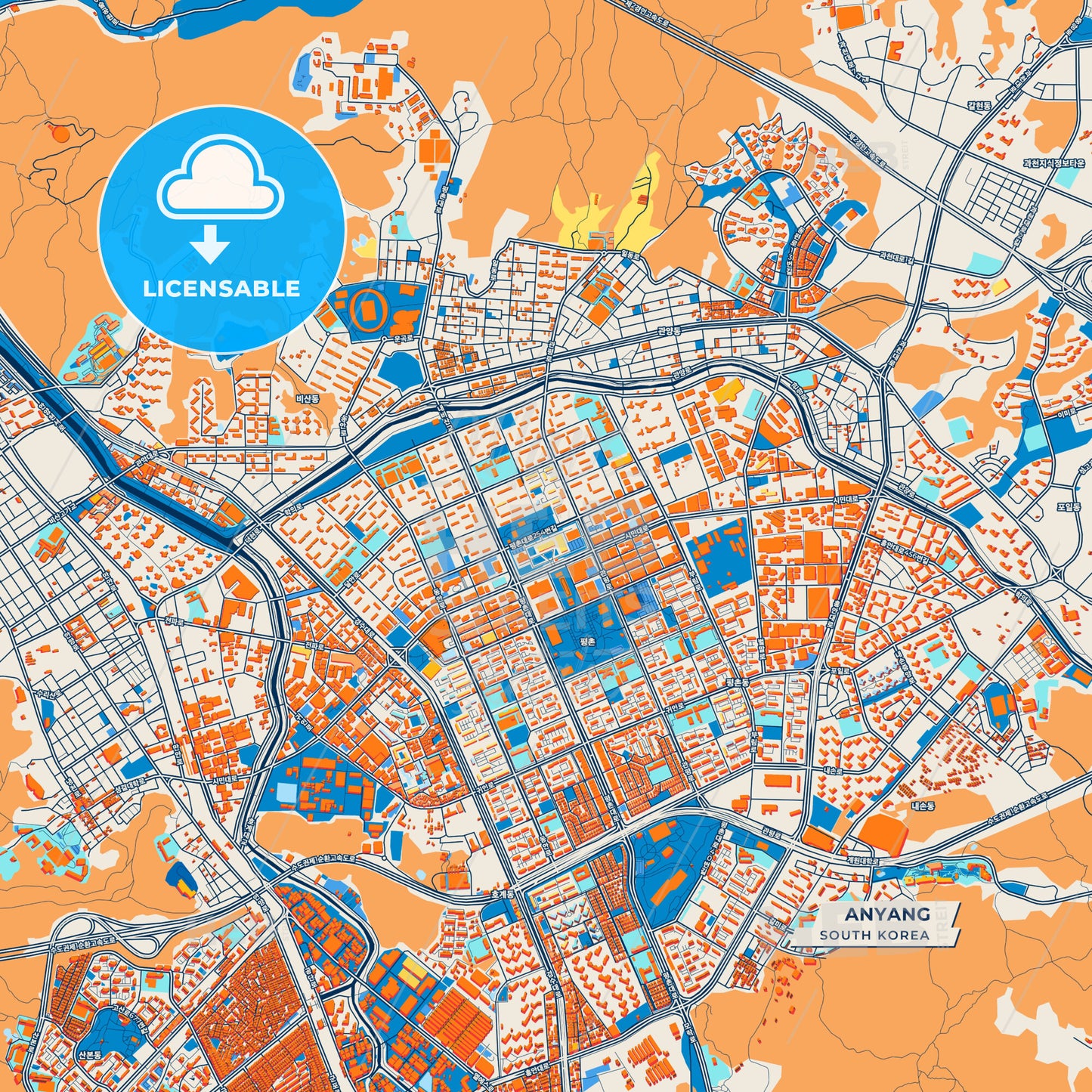 Canvas Print Template of Anyang Street Map