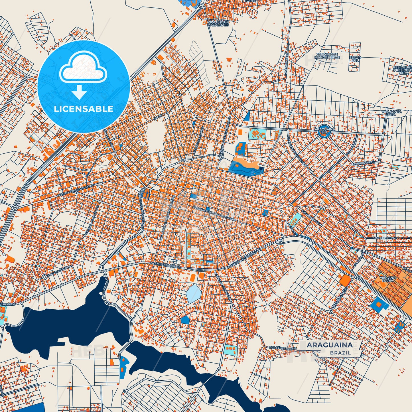 Canvas Print Template of Araguaina Street Map
