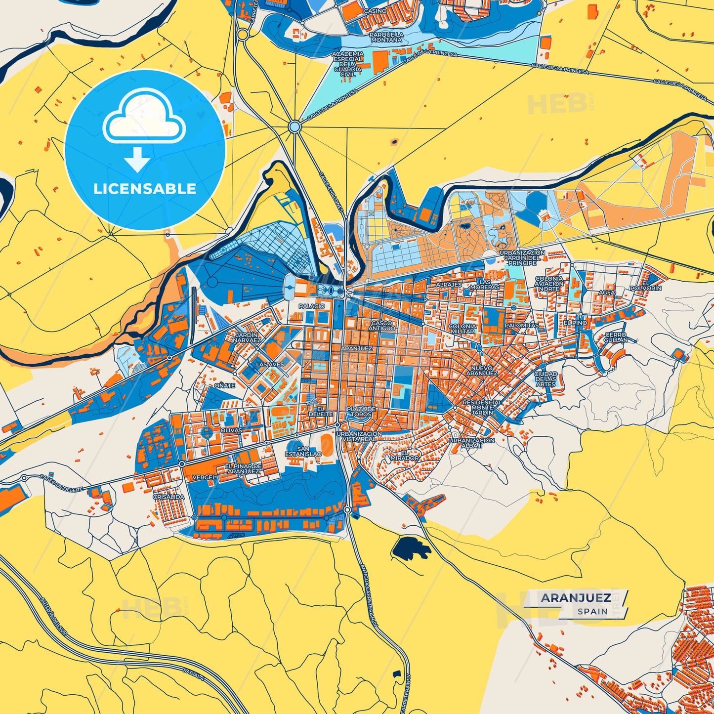 Canvas Print Template of Aranjuez Street Map