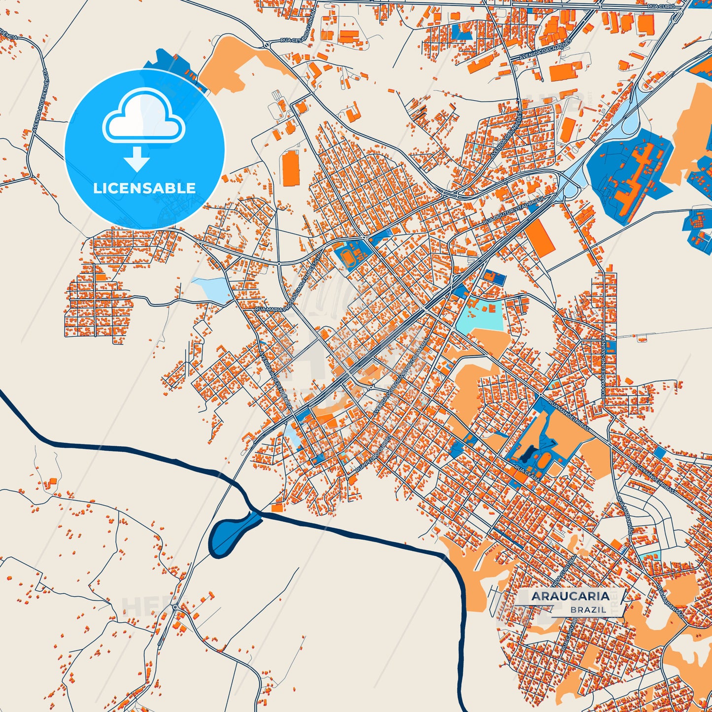 Canvas Print Template of Araucaria Street Map