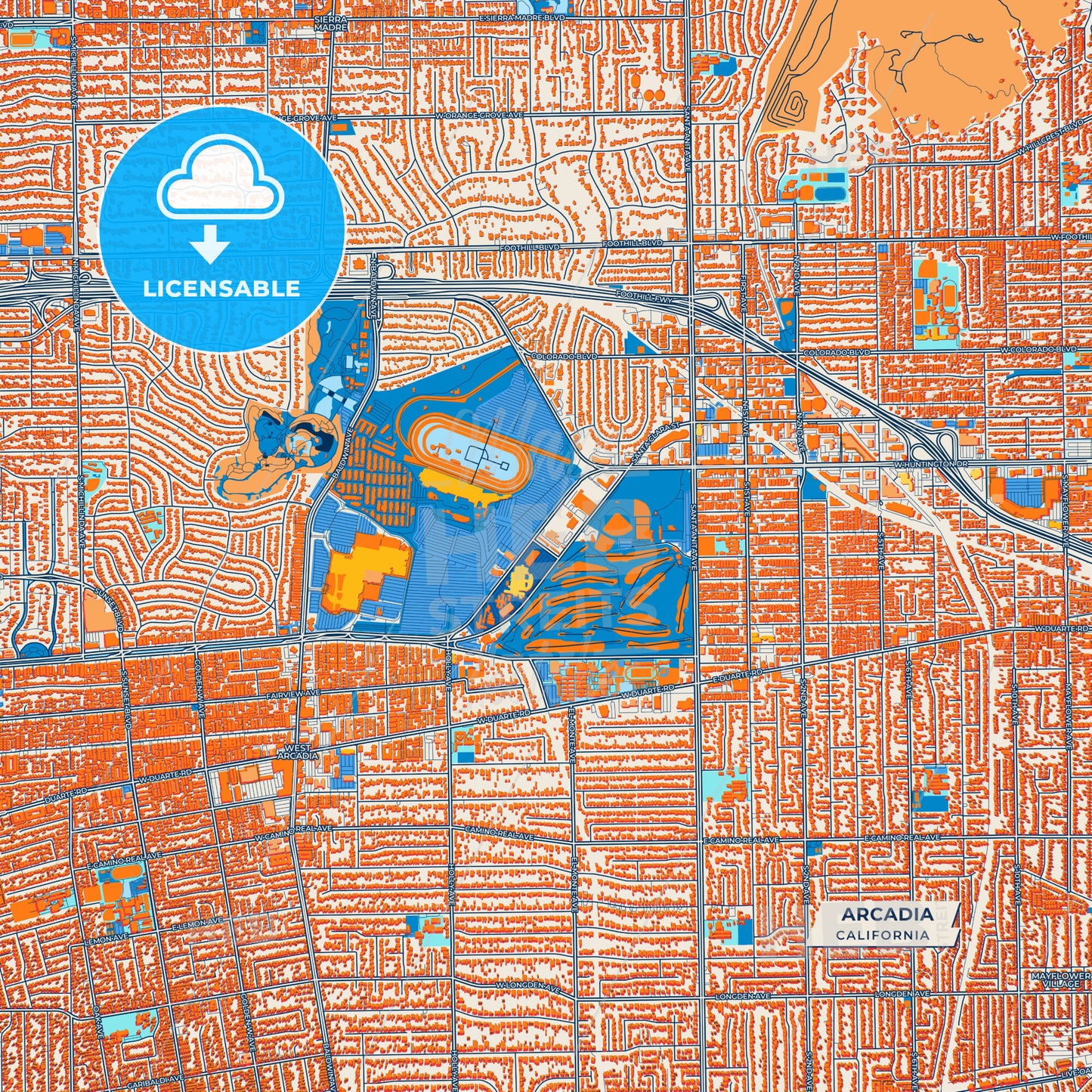 Canvas Print Template of Arcadia Street Map