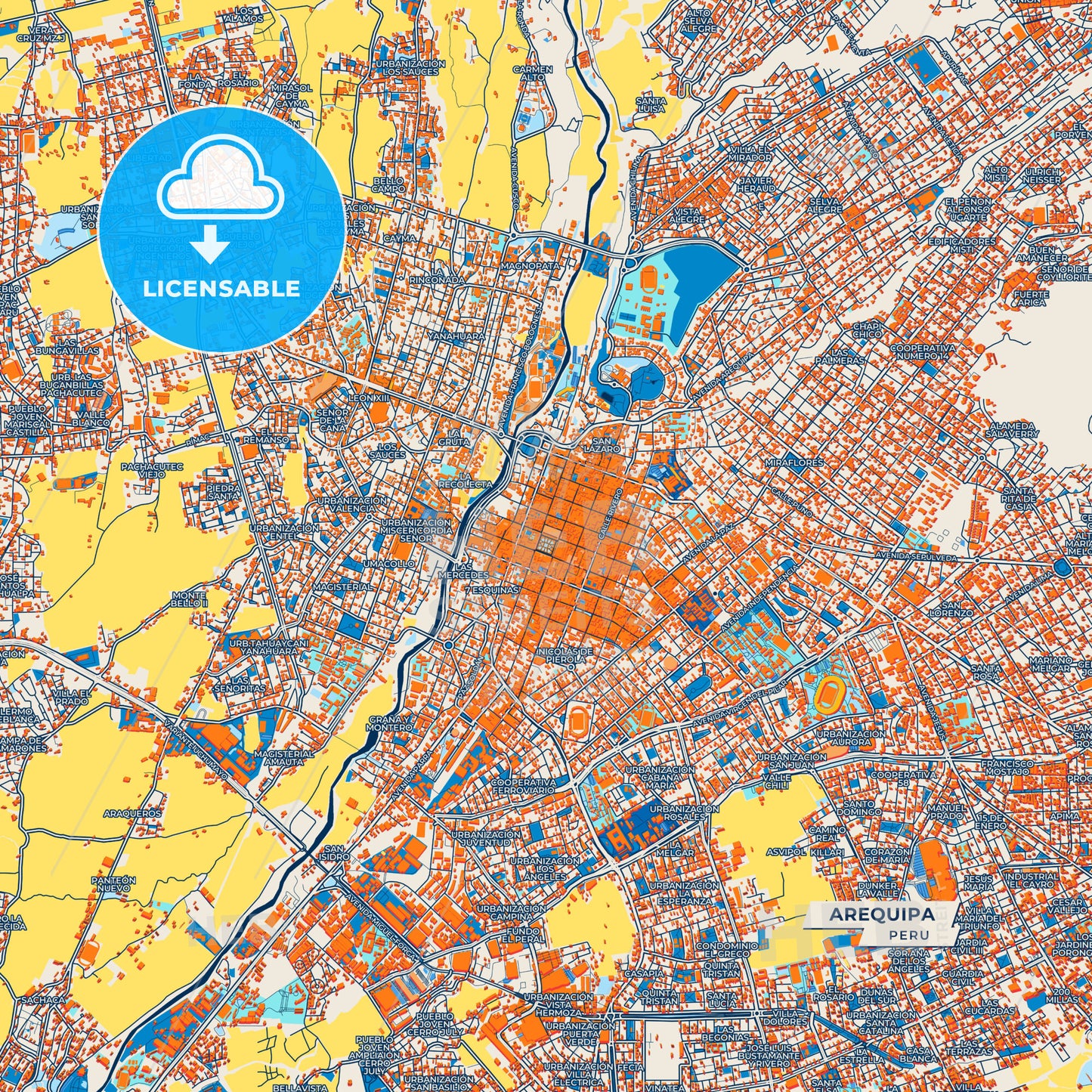 Canvas Print Template of Arequipa Street Map