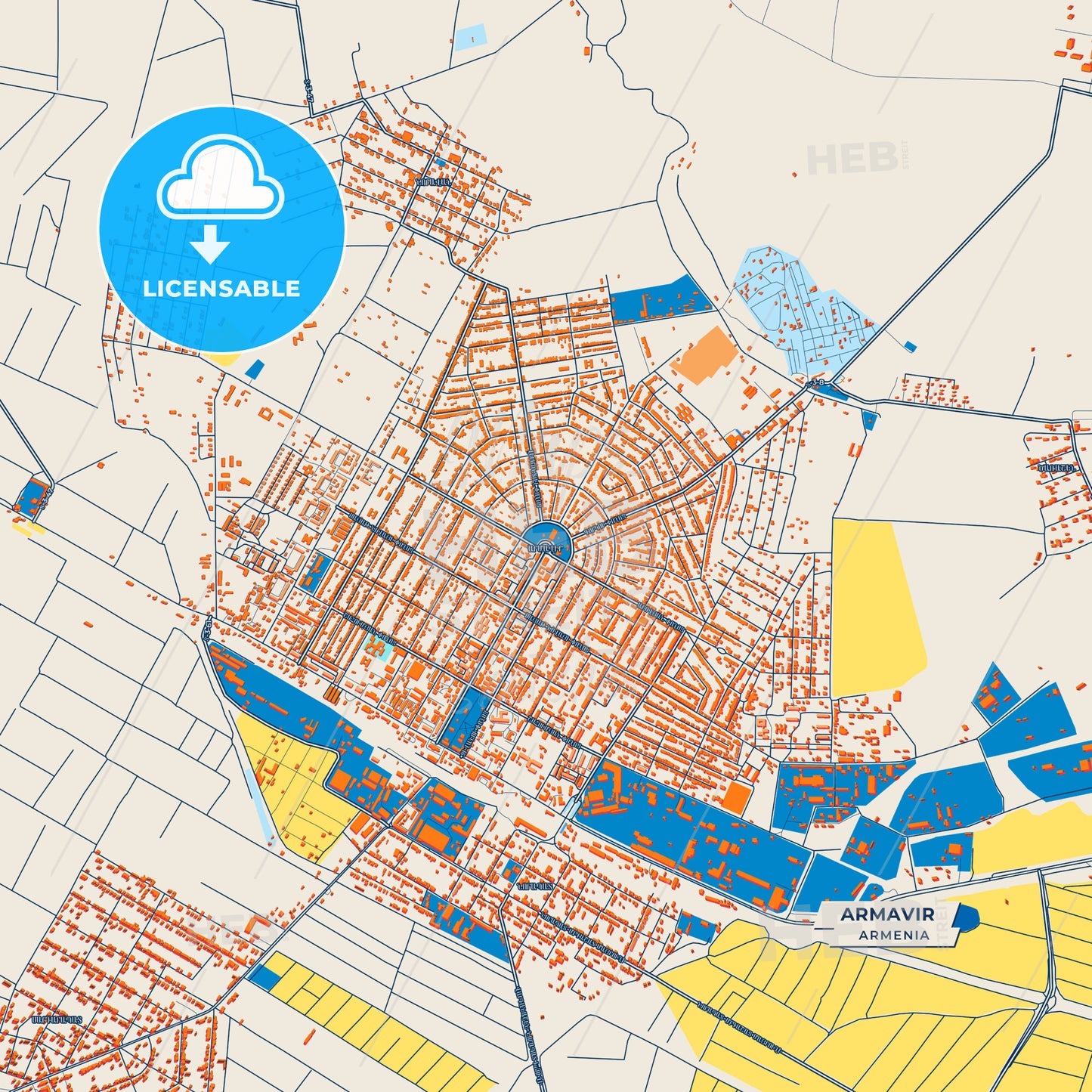 Canvas Print Template of Armavir Street Map