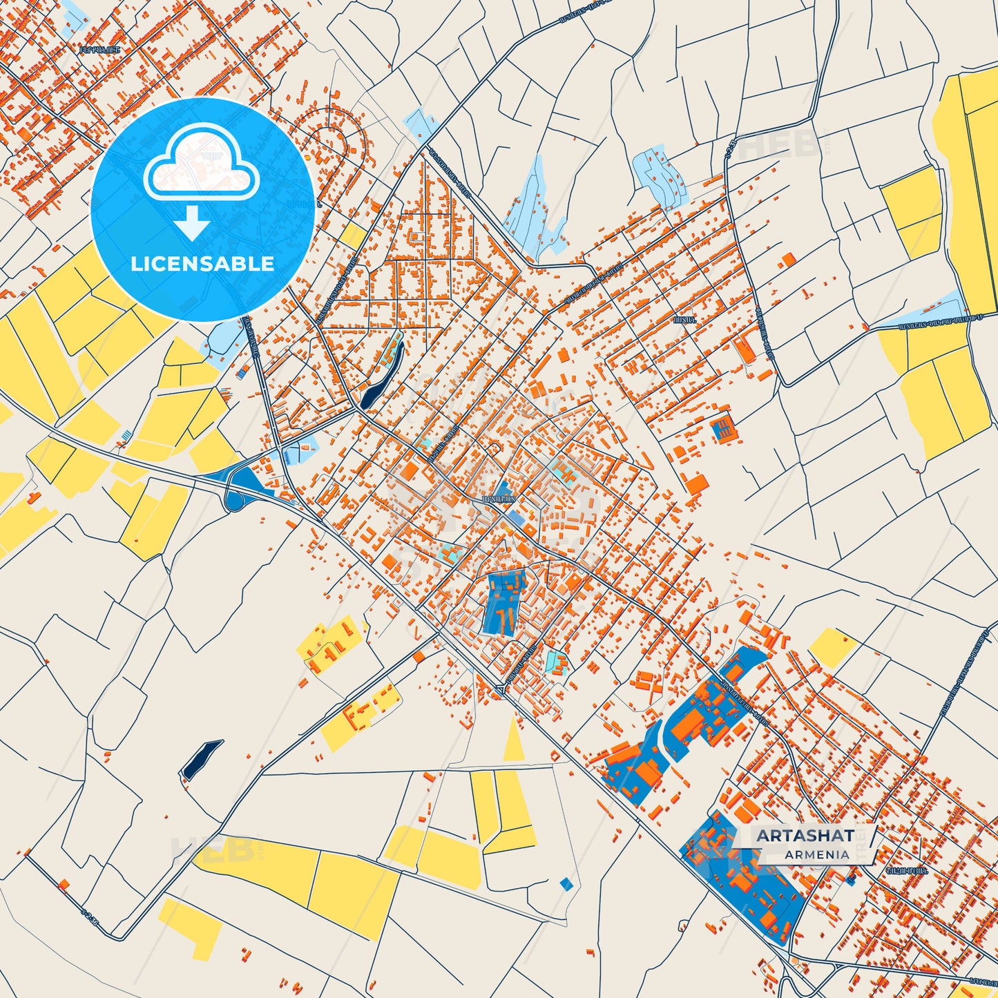 Canvas Print Template of Artashat Street Map