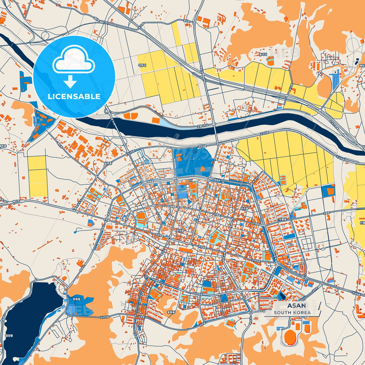 Canvas Print Template of Asan Street Map