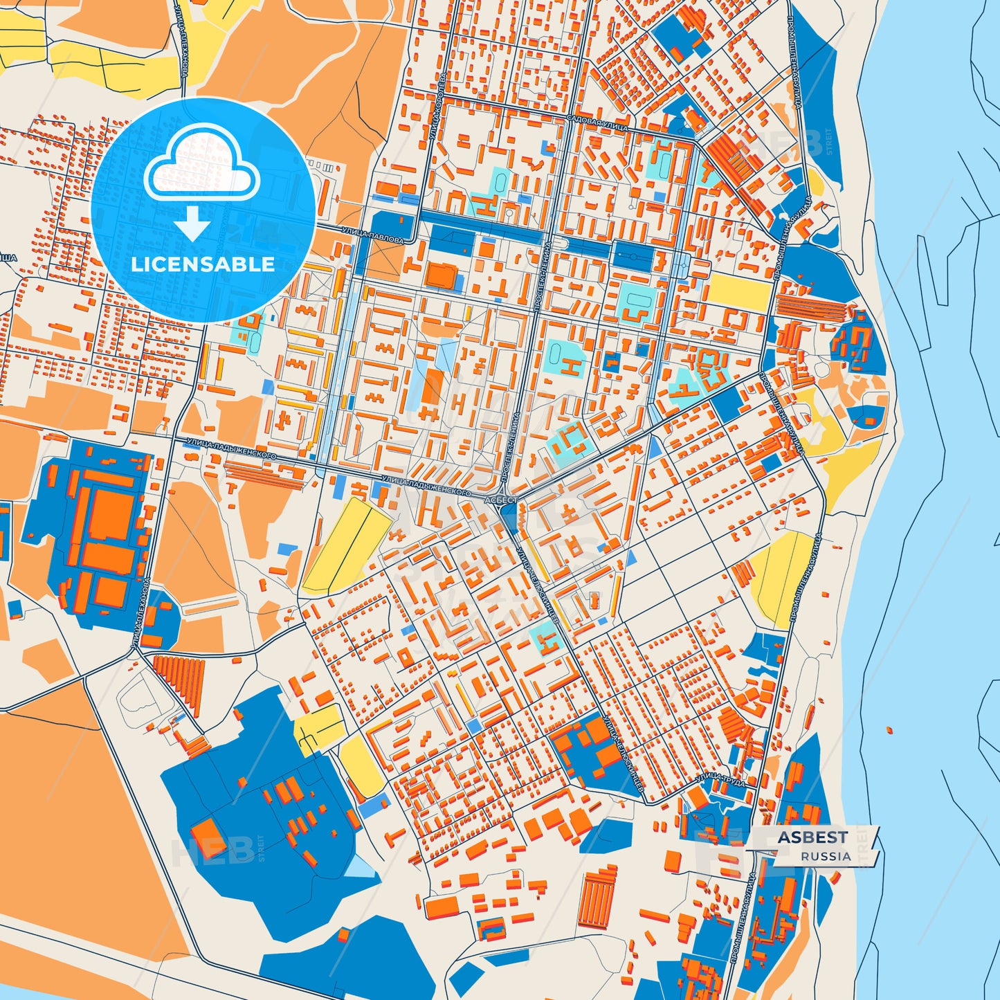 Canvas Print Template of Asbest Street Map
