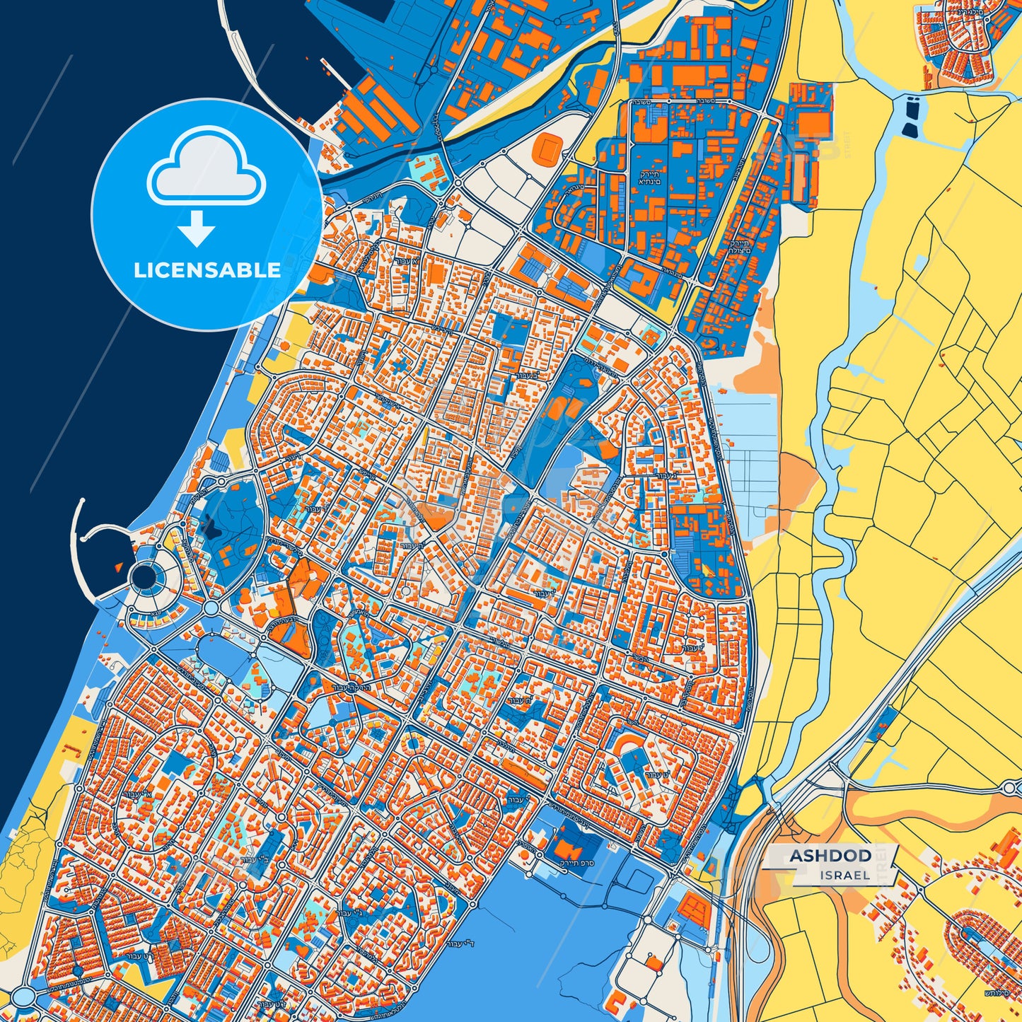 Canvas Print Template of Ashdod Street Map