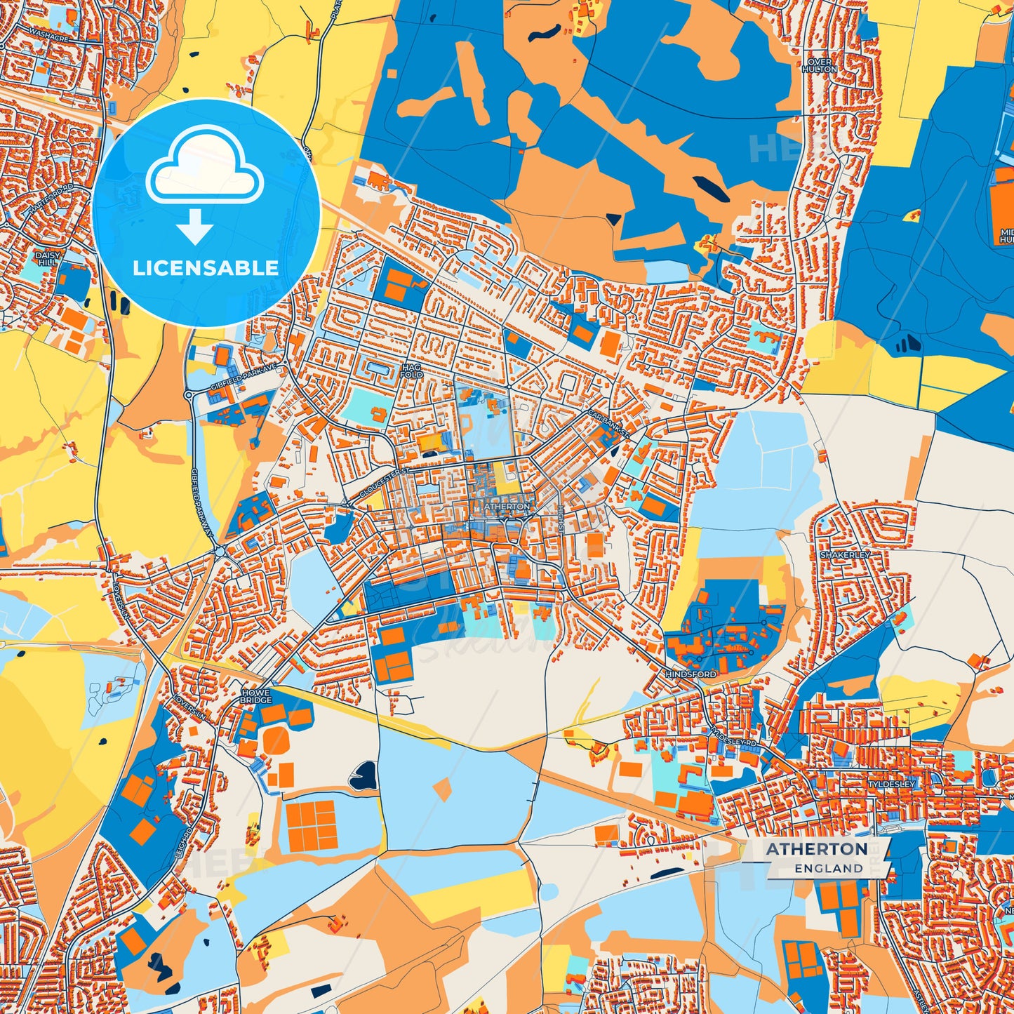 Canvas Print Template of Atherton Street Map