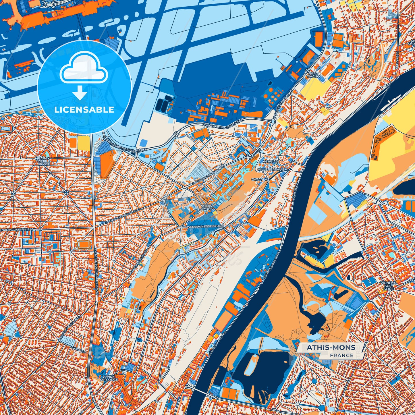 Canvas Print Template of Athis-Mons Street Map