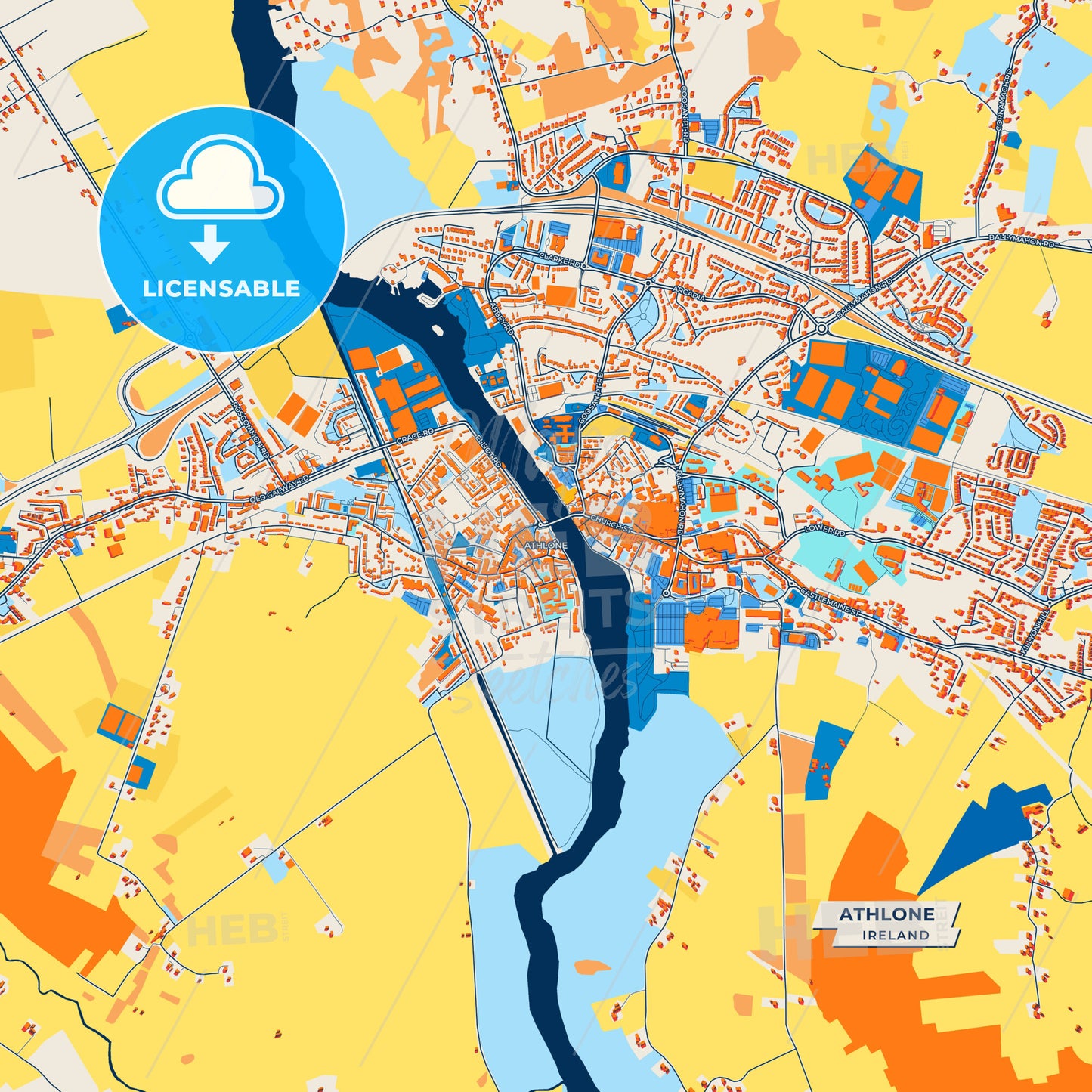 Canvas Print Template of Athlone Street Map