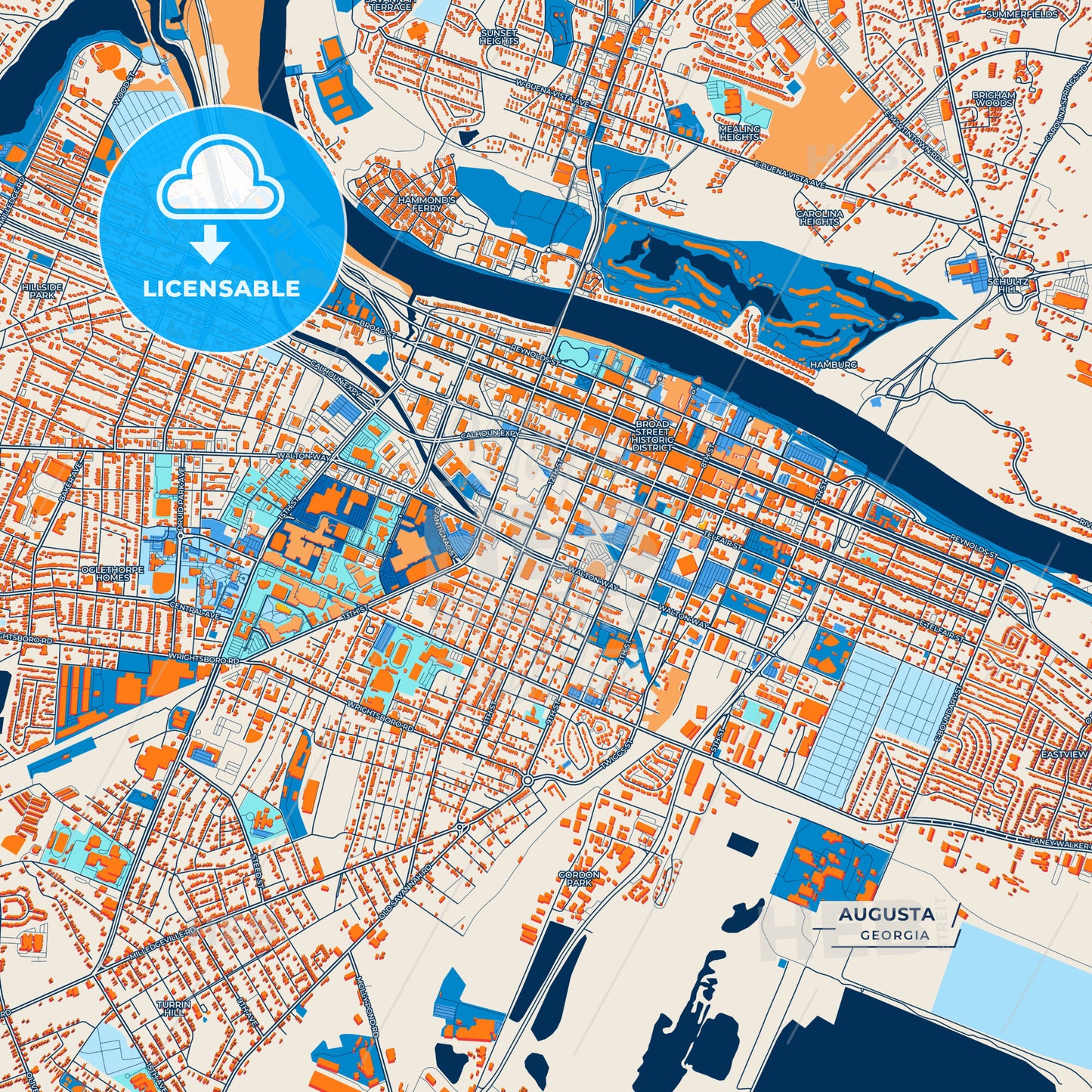 Canvas Print Template of Augusta Street Map