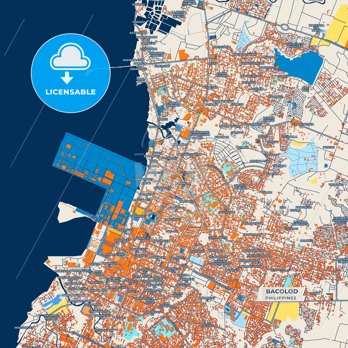 Canvas Print Template of Bacolod Street Map