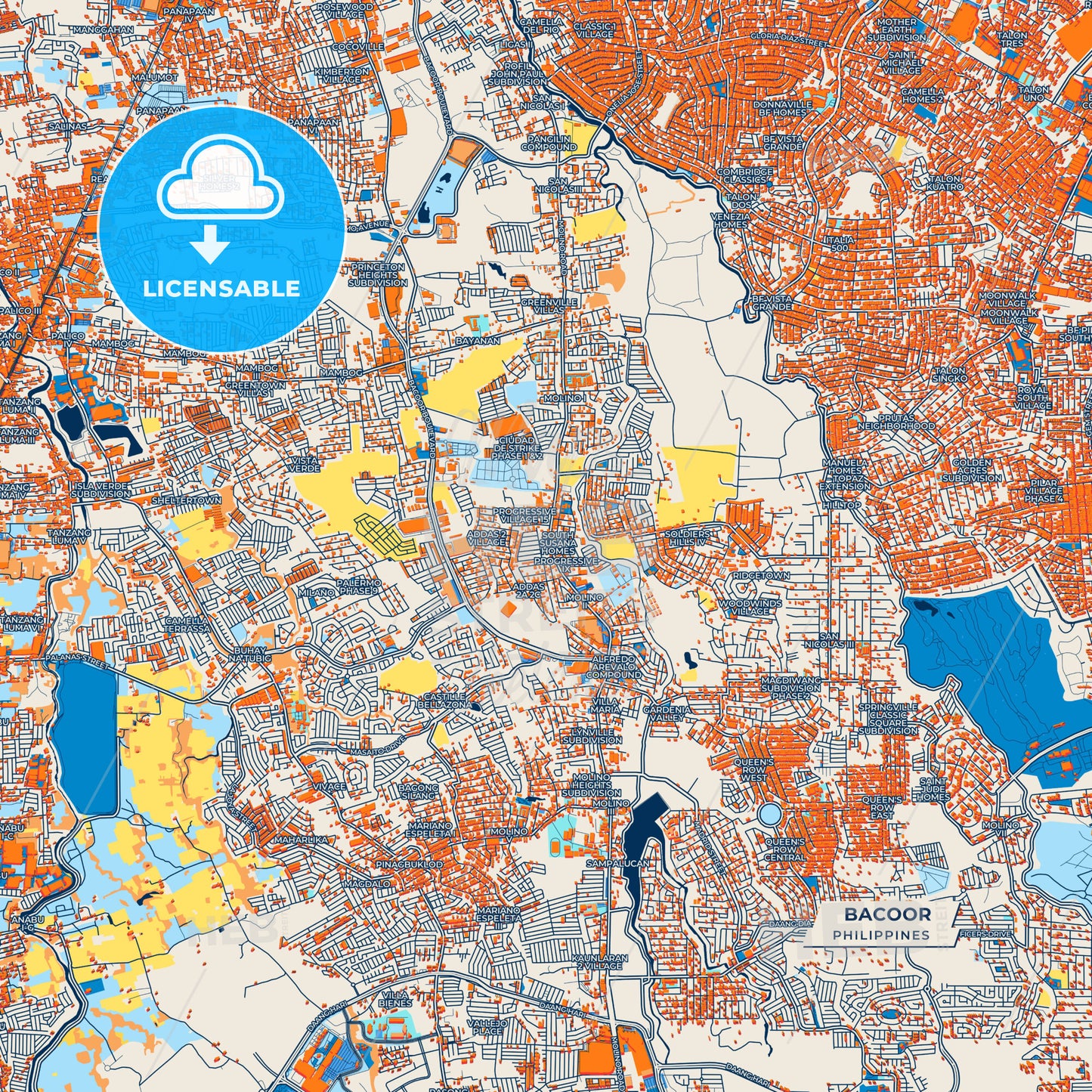 Canvas Print Template of Bacoor Street Map