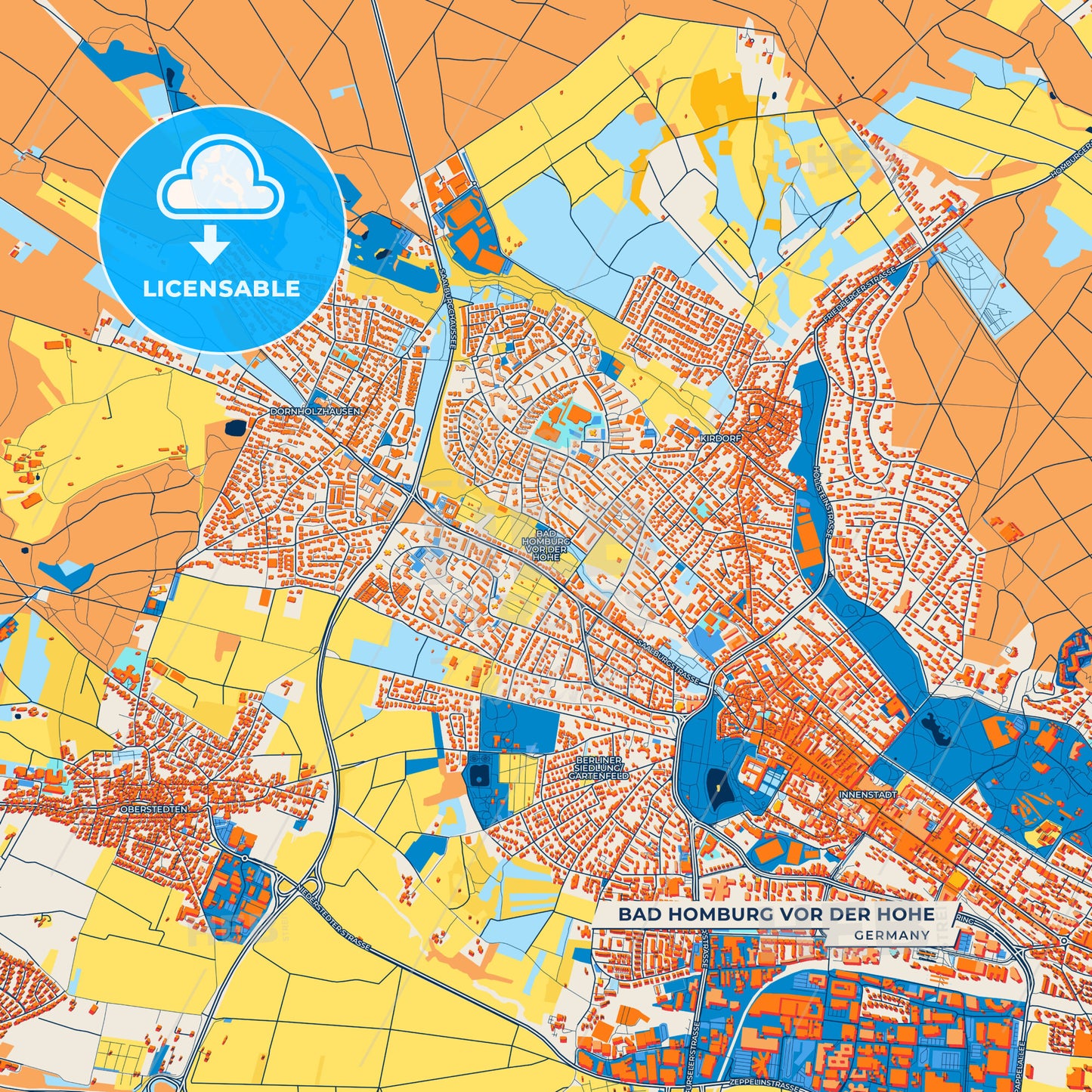 Canvas Print Template of Bad Homburg vor der Hohe Street Map