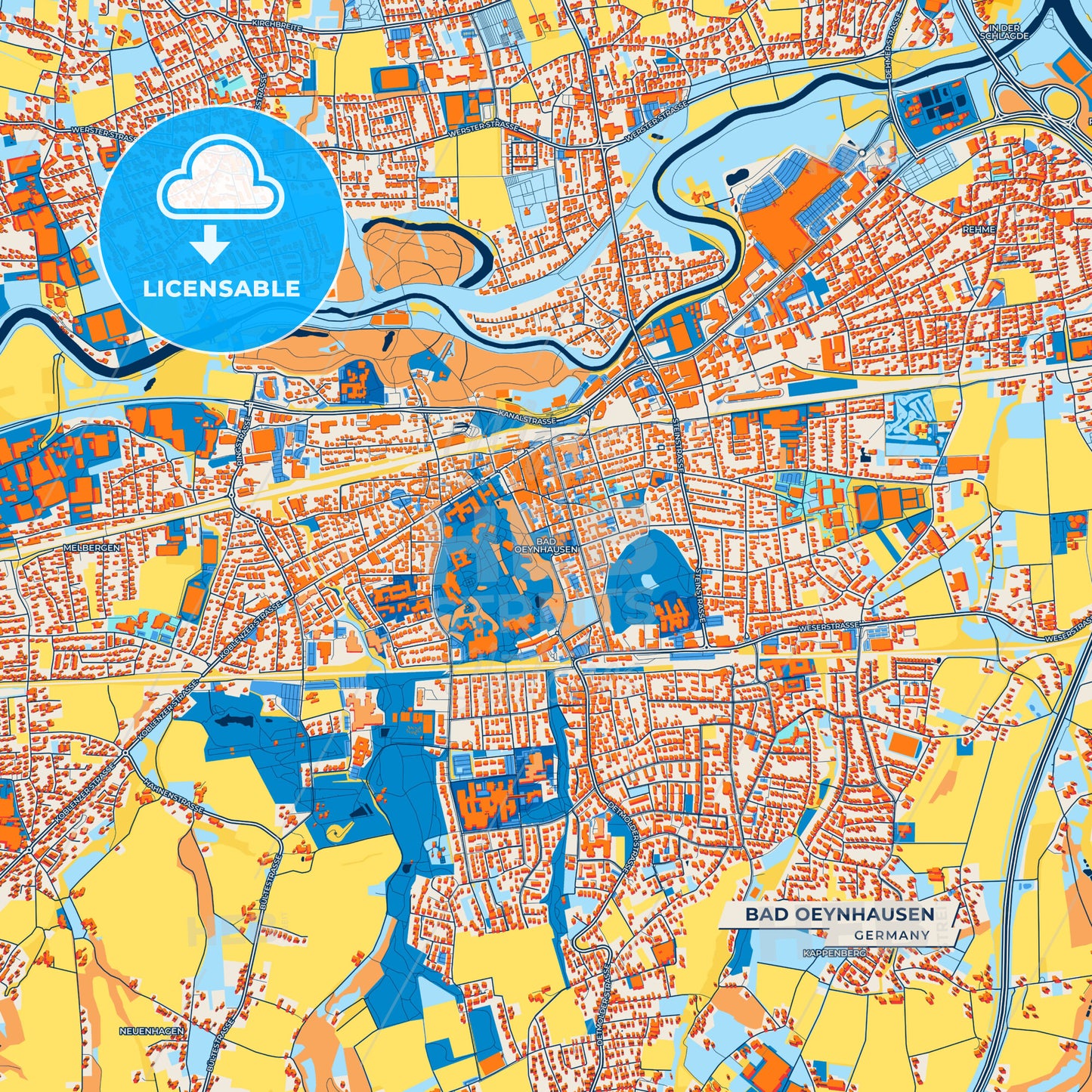 Canvas Print Template of Bad Oeynhausen Street Map