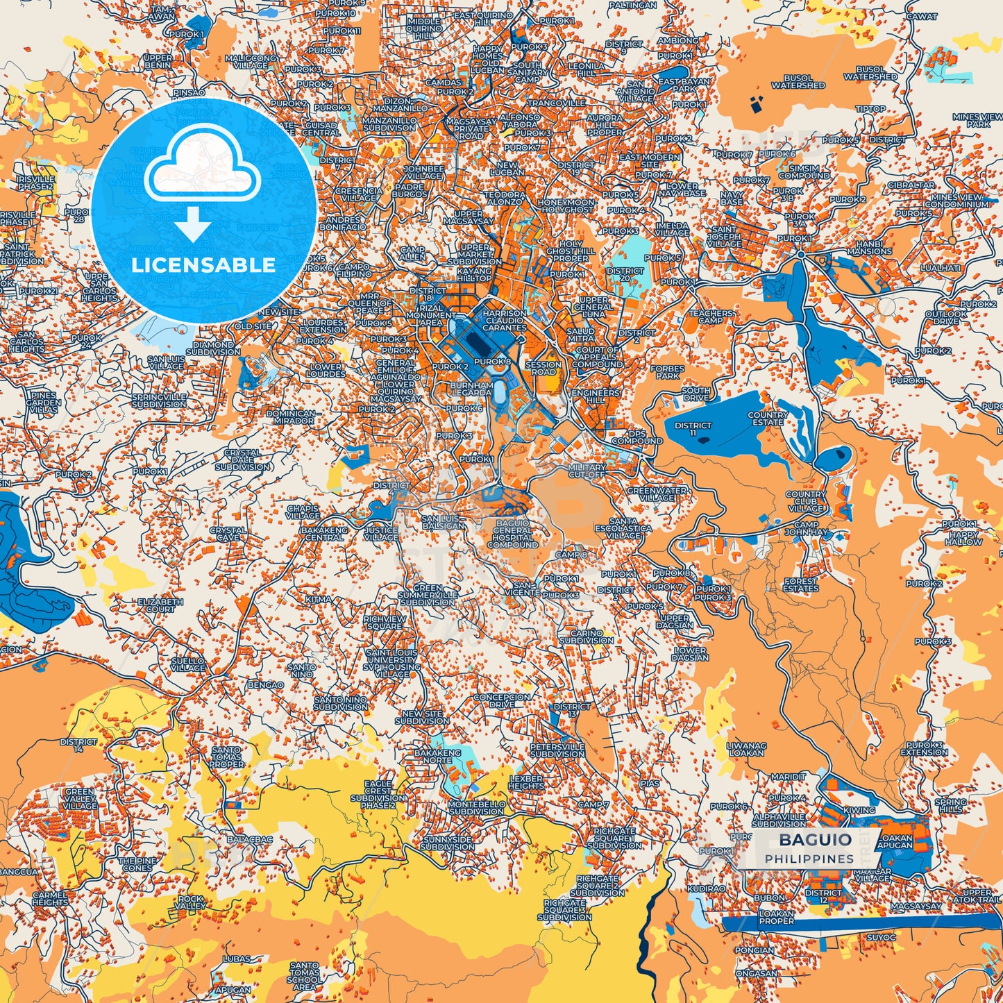 Canvas Print Template of Baguio Street Map