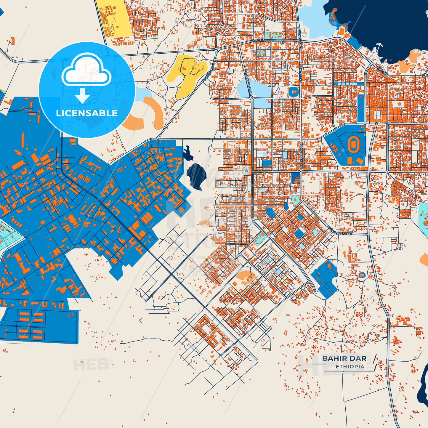 Canvas Print Template of Bahir Dar Street Map