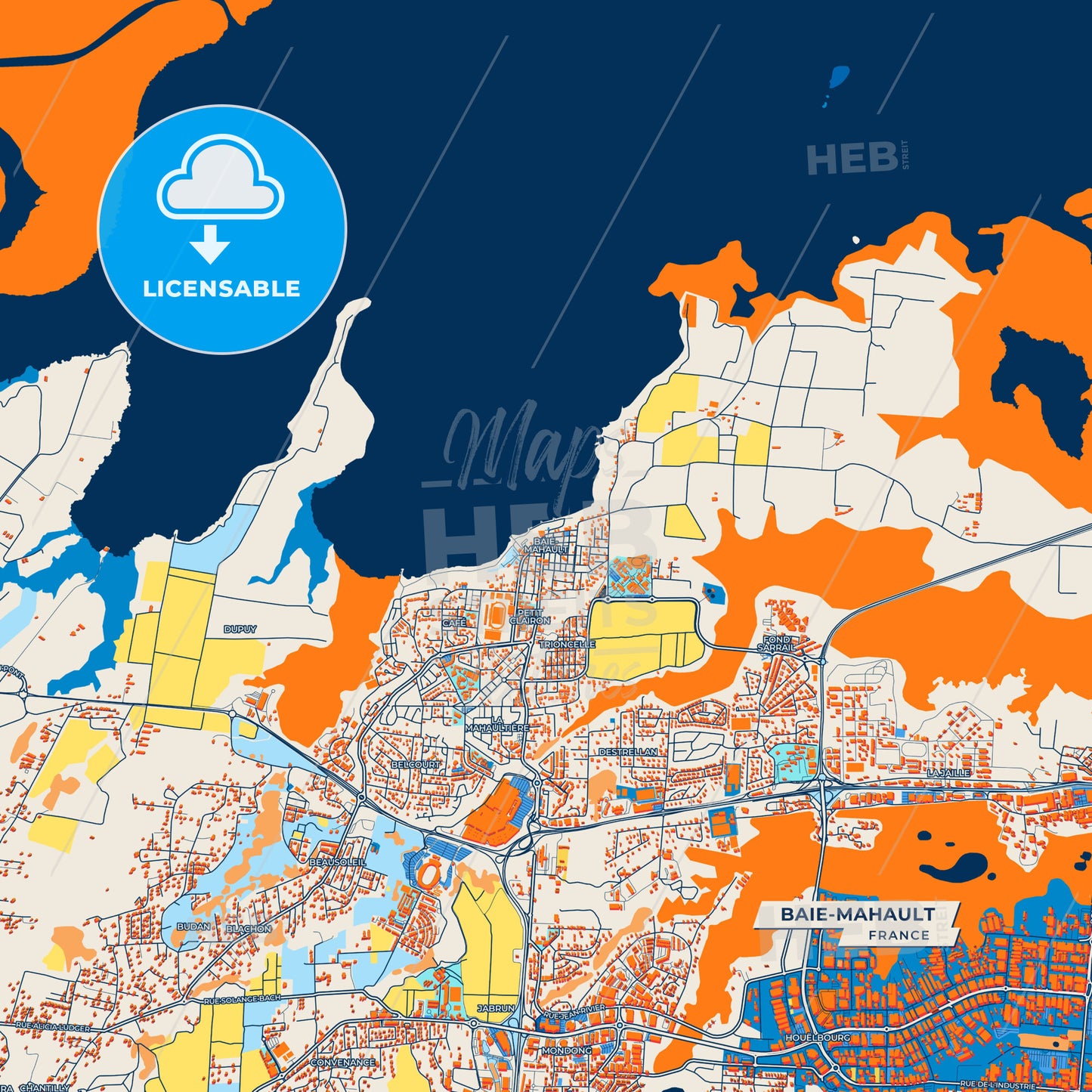 Canvas Print Template of Baie-Mahault Street Map