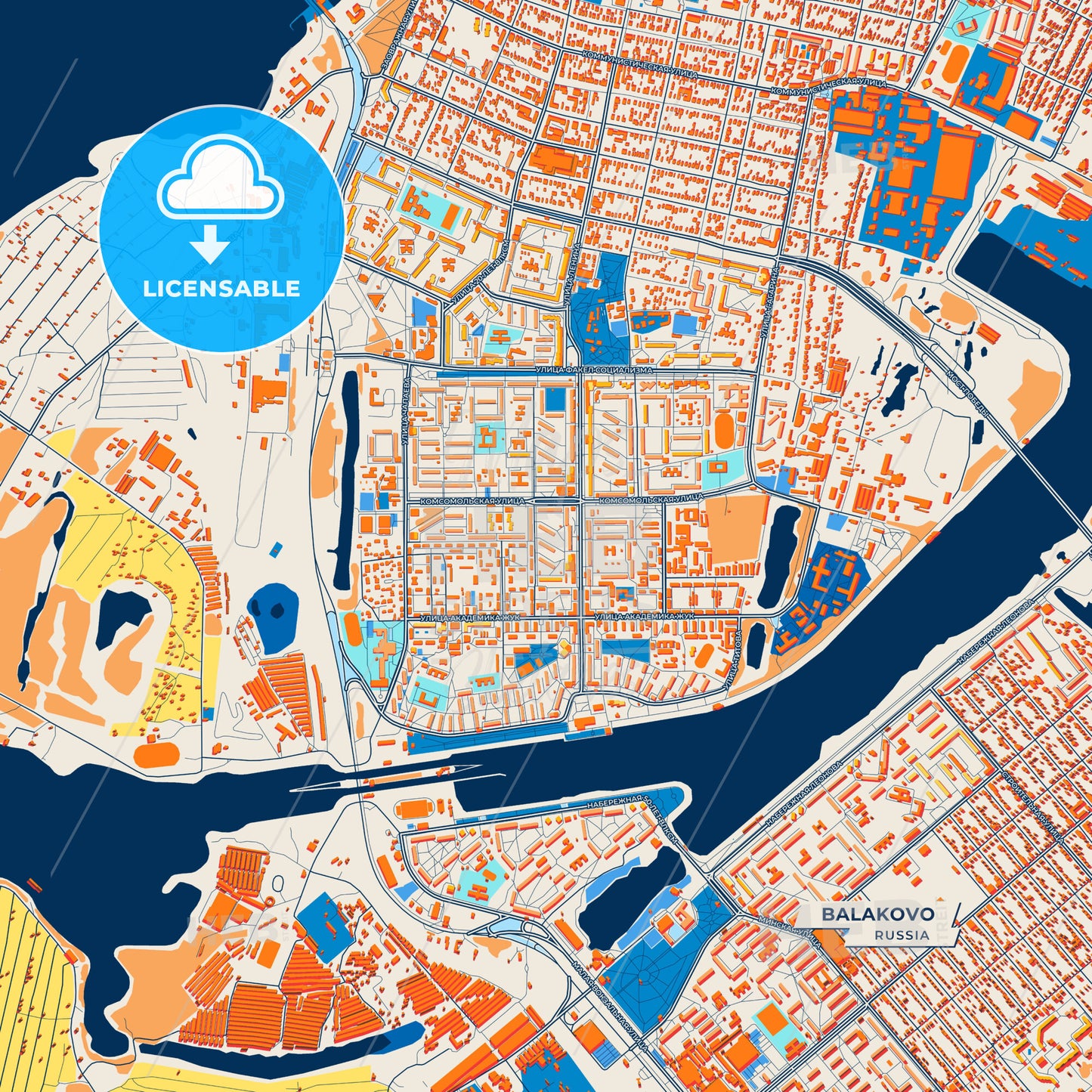 Canvas Print Template of Balakovo Street Map