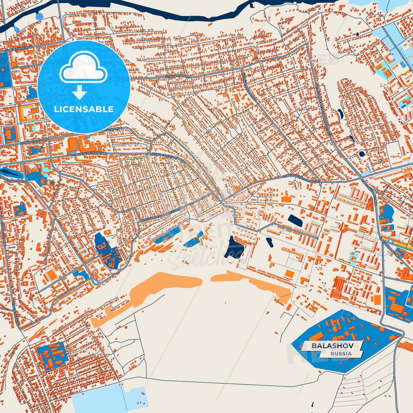Canvas Print Template of Balashov Street Map
